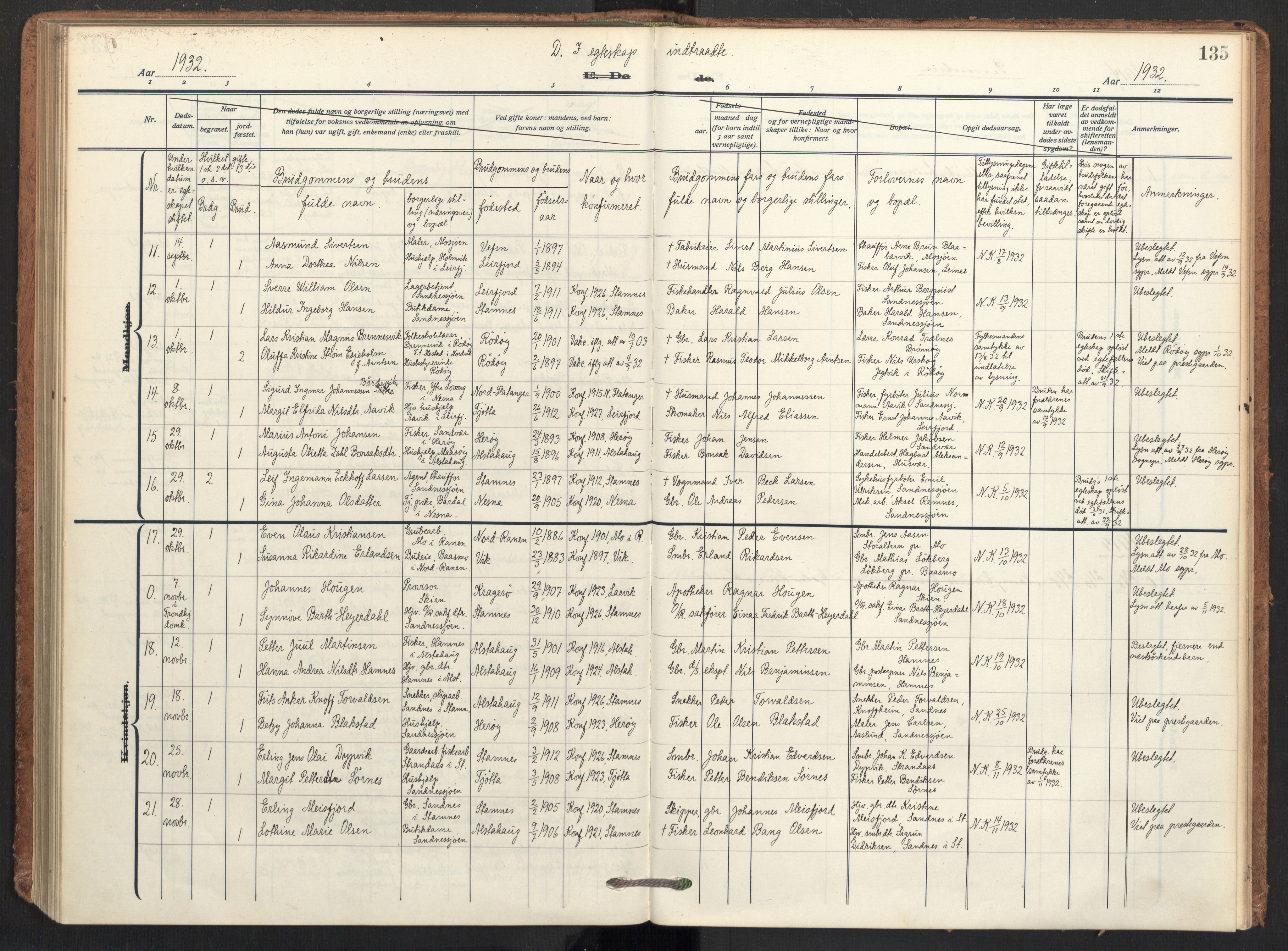 Ministerialprotokoller, klokkerbøker og fødselsregistre - Nordland, AV/SAT-A-1459/831/L0473: Parish register (official) no. 831A04, 1909-1934, p. 135