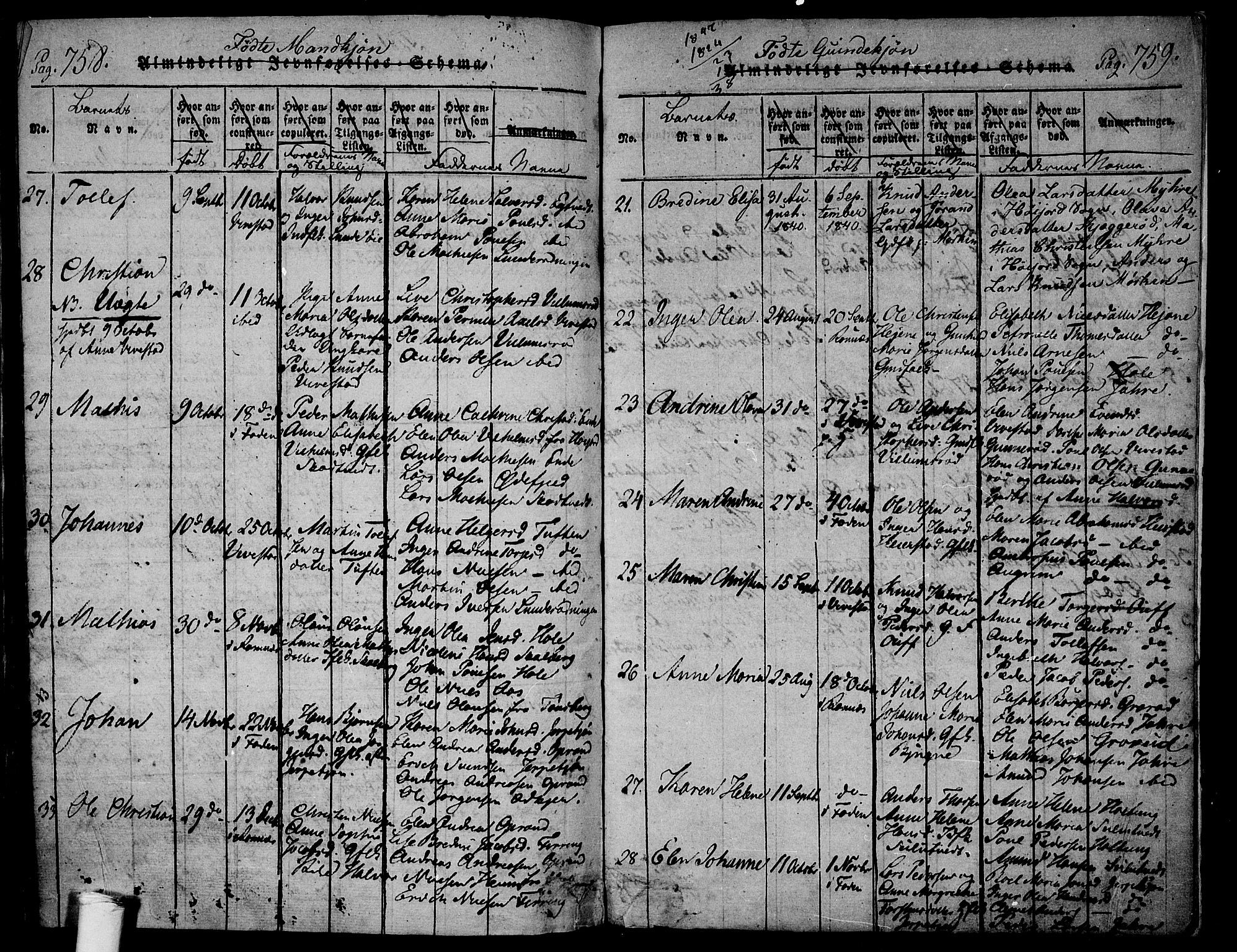 Ramnes kirkebøker, AV/SAKO-A-314/F/Fa/L0004: Parish register (official) no. I 4, 1813-1840, p. 758-759