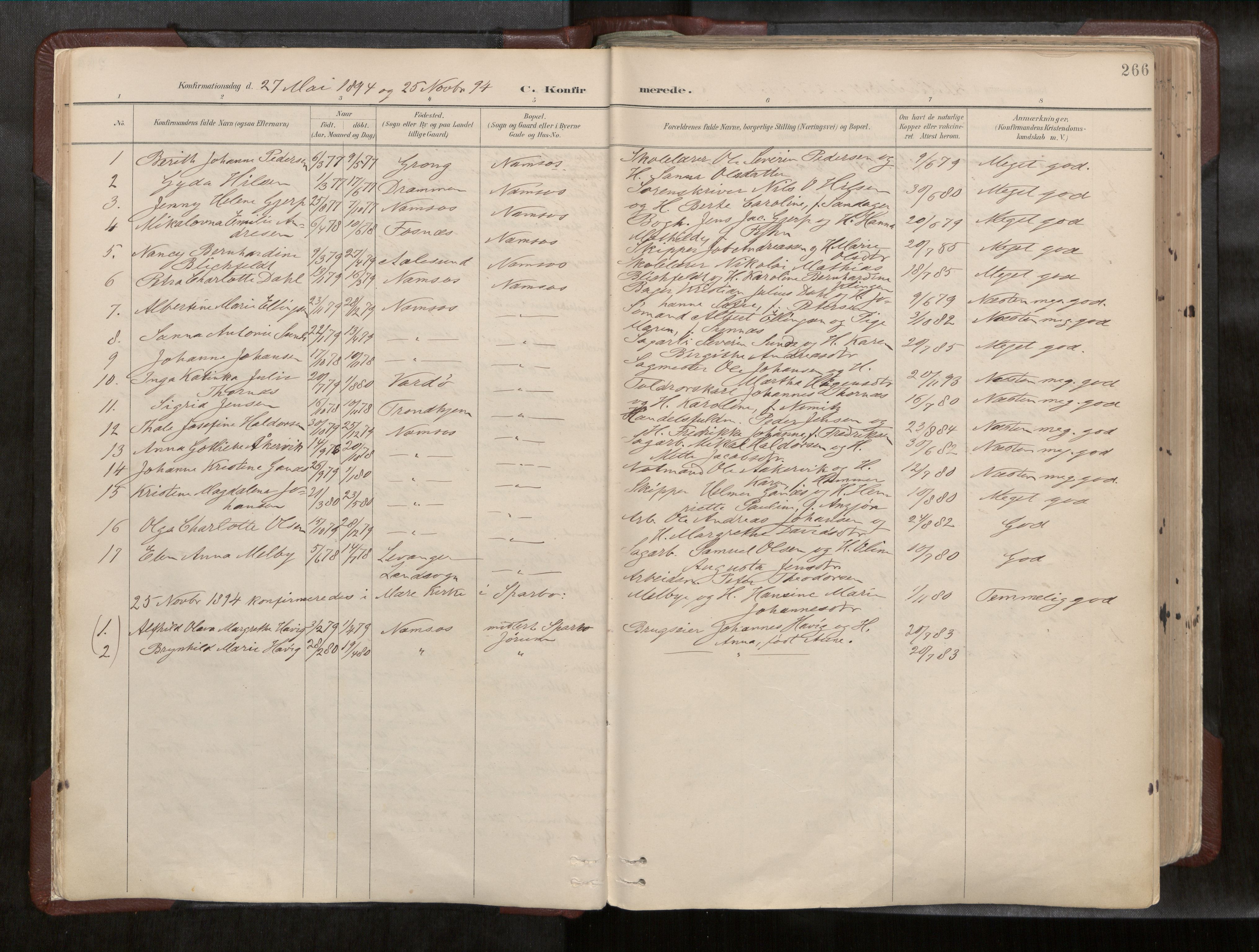 Ministerialprotokoller, klokkerbøker og fødselsregistre - Nord-Trøndelag, AV/SAT-A-1458/768/L0579a: Parish register (official) no. 768A14, 1887-1931, p. 266