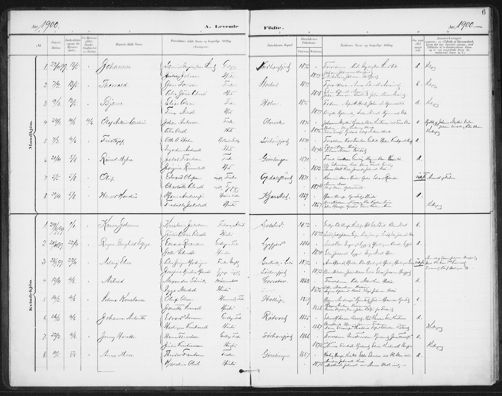 Ministerialprotokoller, klokkerbøker og fødselsregistre - Nordland, SAT/A-1459/811/L0167: Parish register (official) no. 811A04, 1899-1913, p. 6