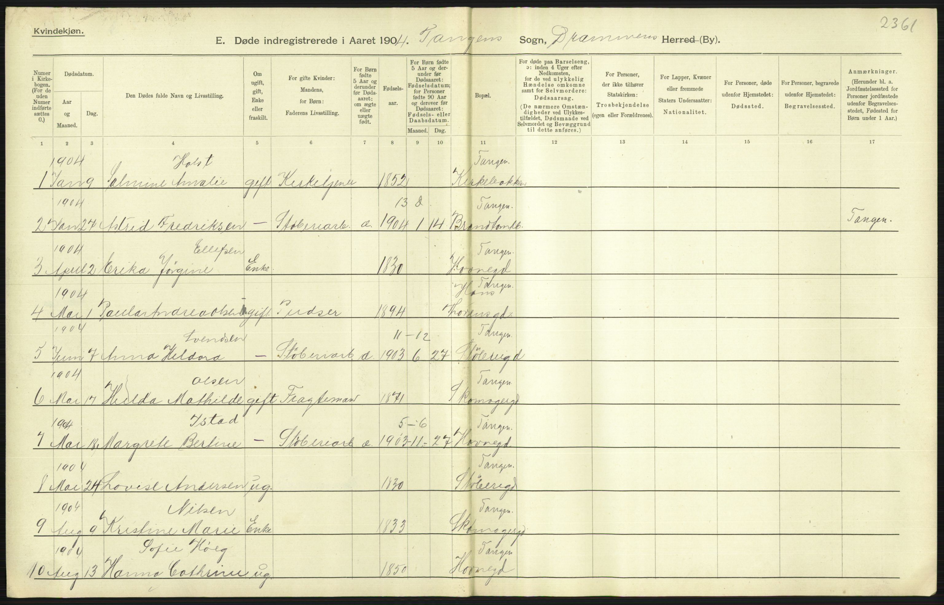 Statistisk sentralbyrå, Sosiodemografiske emner, Befolkning, AV/RA-S-2228/D/Df/Dfa/Dfab/L0007: Buskerud amt: Fødte, gifte, døde, 1904, p. 677