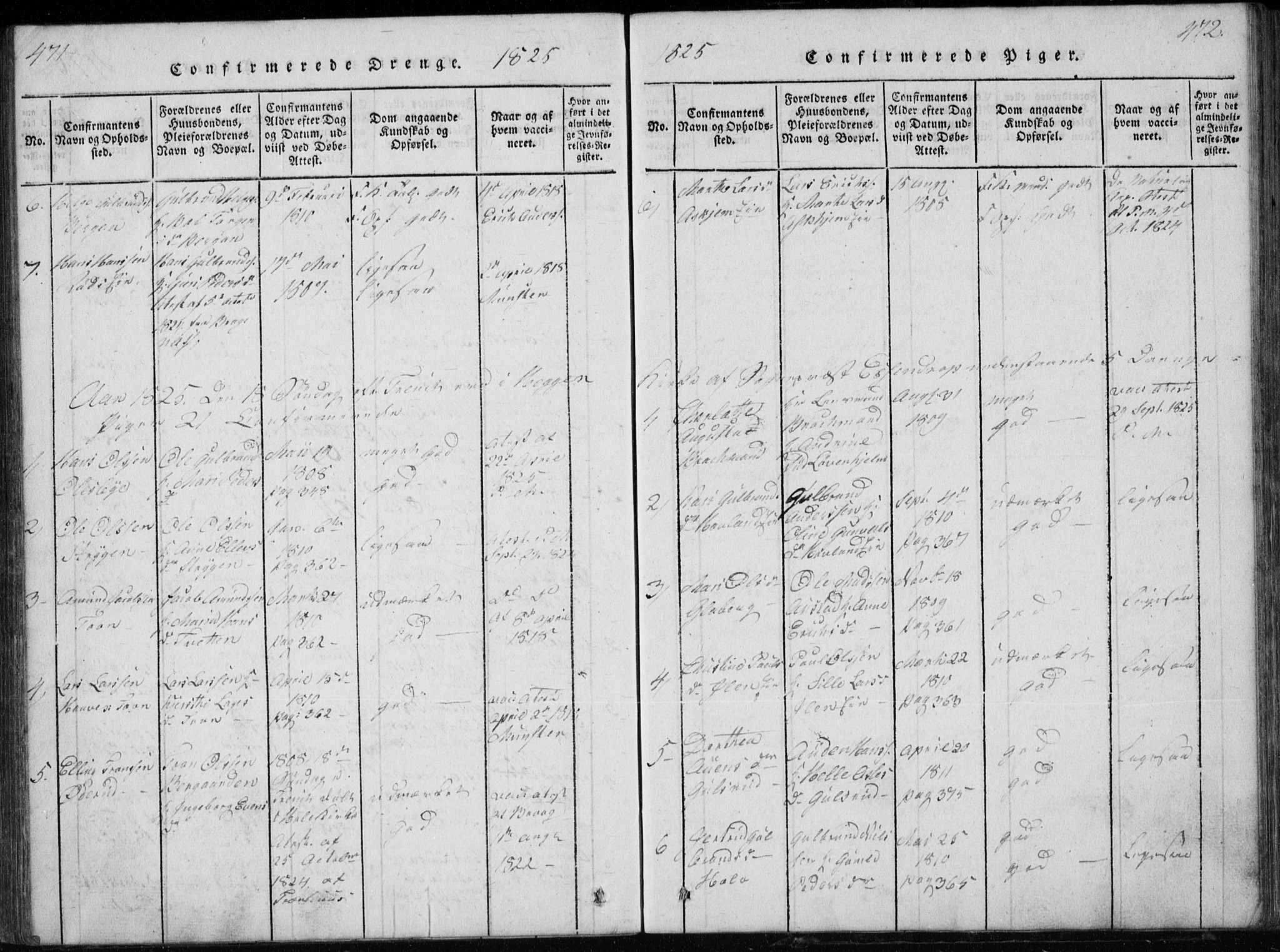 Modum kirkebøker, AV/SAKO-A-234/G/Ga/L0002: Parish register (copy) no. I 2, 1824-1832, p. 471-472