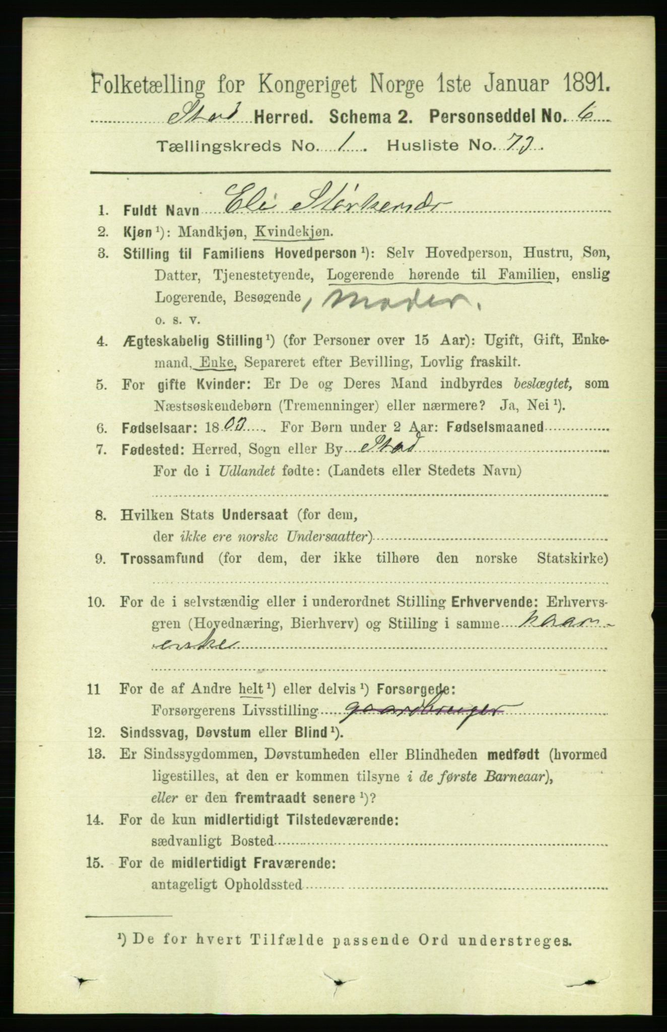 RA, 1891 census for 1734 Stod, 1891, p. 486