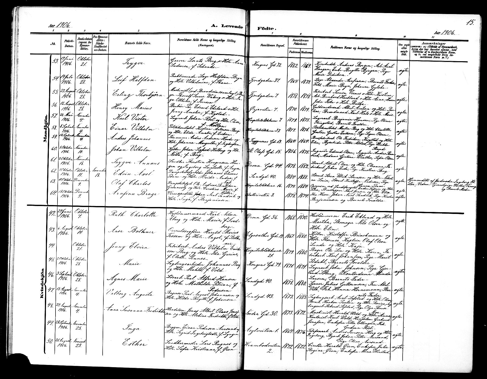 Ministerialprotokoller, klokkerbøker og fødselsregistre - Sør-Trøndelag, SAT/A-1456/602/L0146: Parish register (copy) no. 602C14, 1904-1914, p. 15