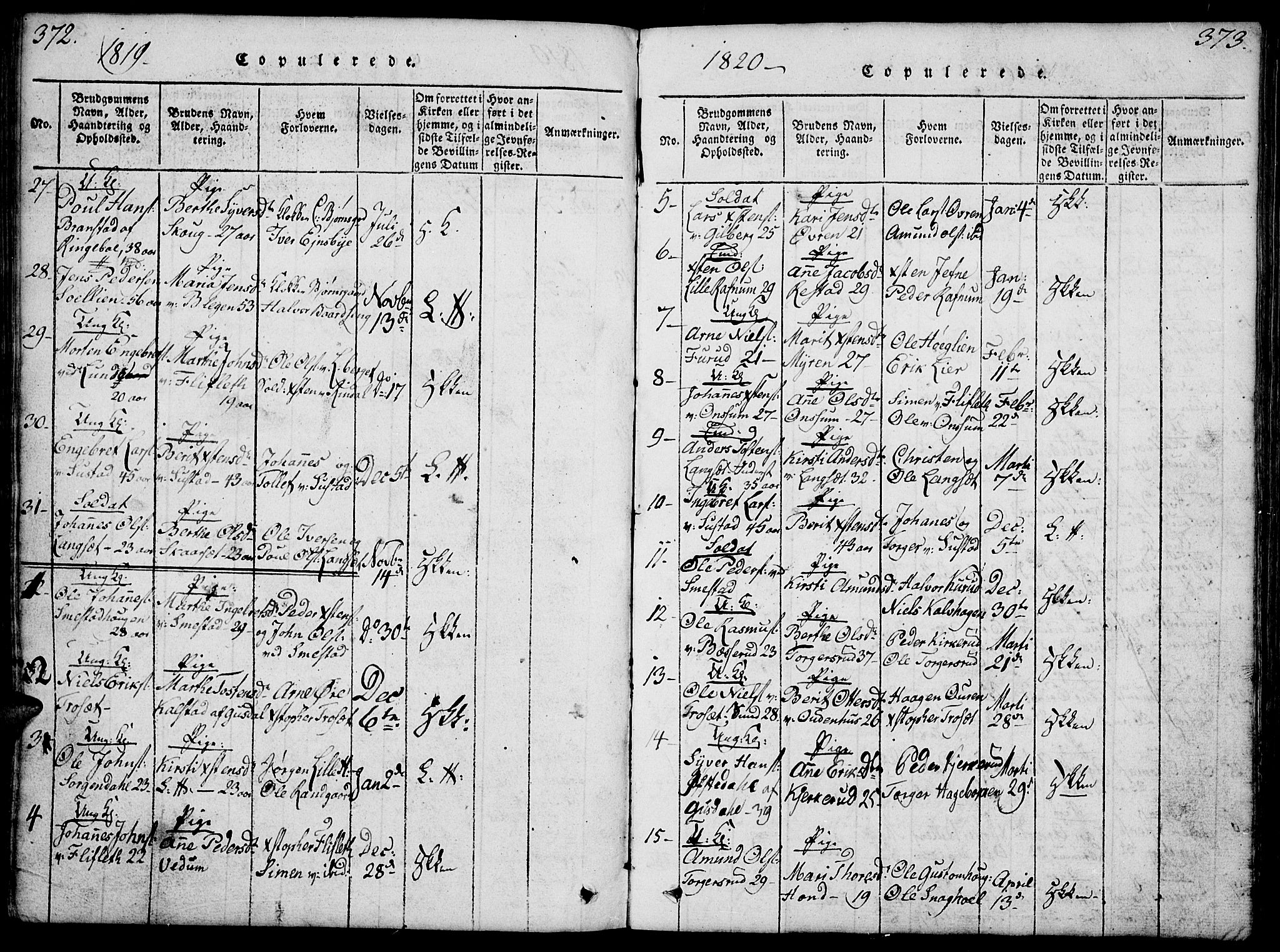 Fåberg prestekontor, SAH/PREST-086/H/Ha/Hab/L0004: Parish register (copy) no. 4, 1818-1837, p. 372-373