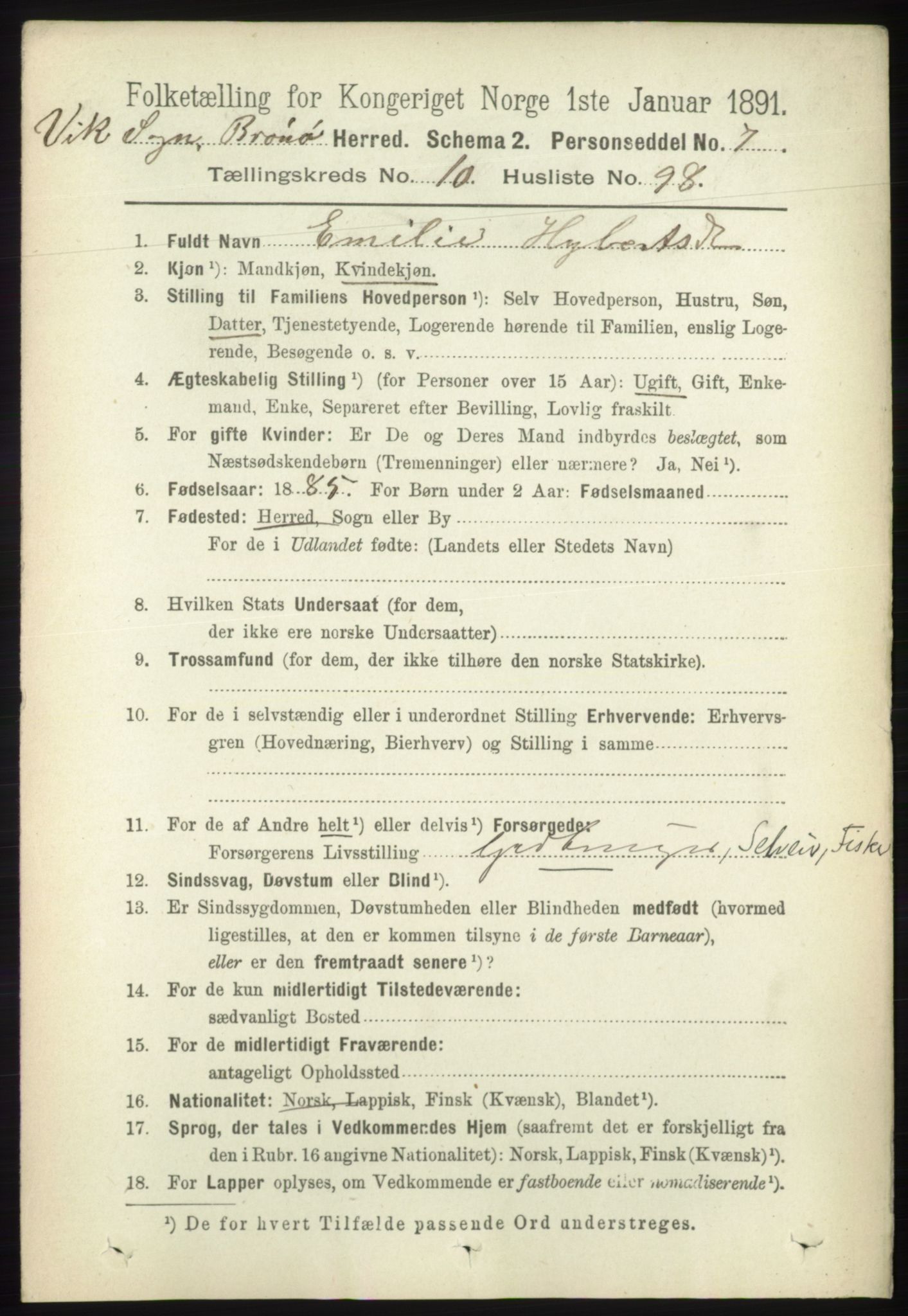 RA, 1891 census for 1814 Brønnøy, 1891, p. 6375