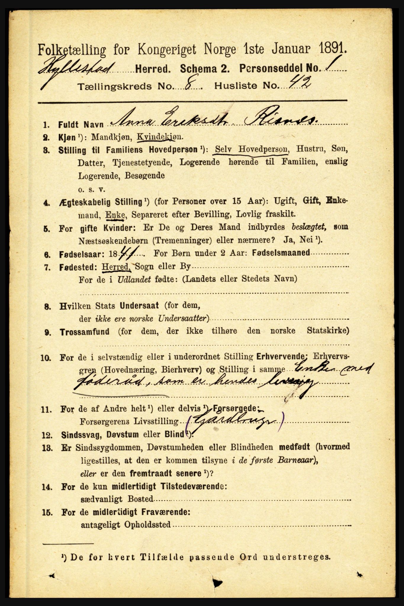 RA, 1891 census for 1413 Hyllestad, 1891, p. 1549