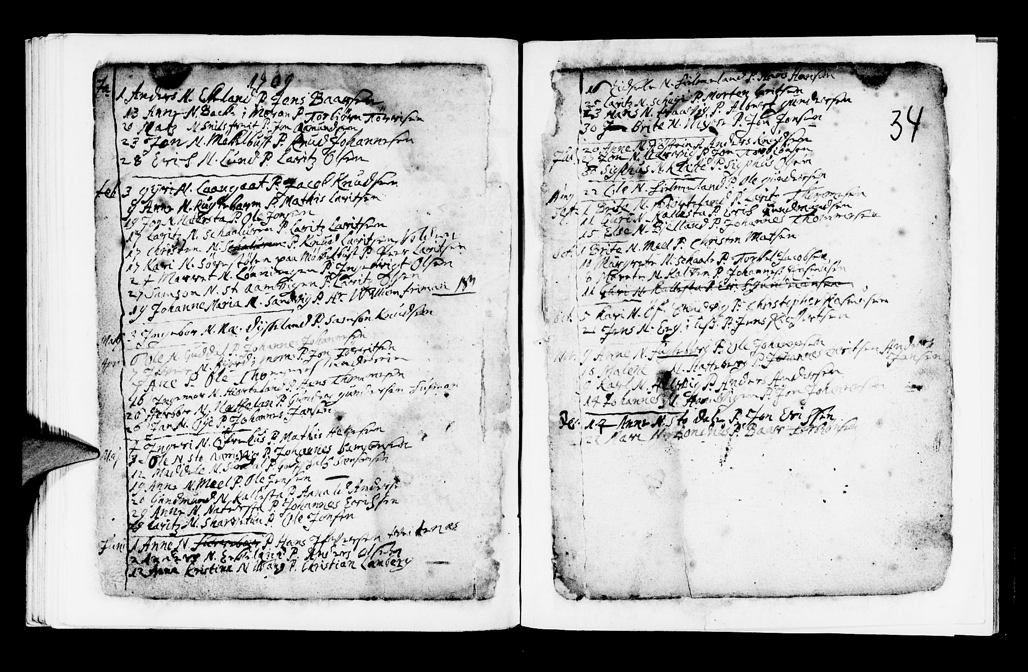Kvinnherad sokneprestembete, SAB/A-76401/H/Haa: Parish register (official) no. A 1, 1669-1709, p. 34