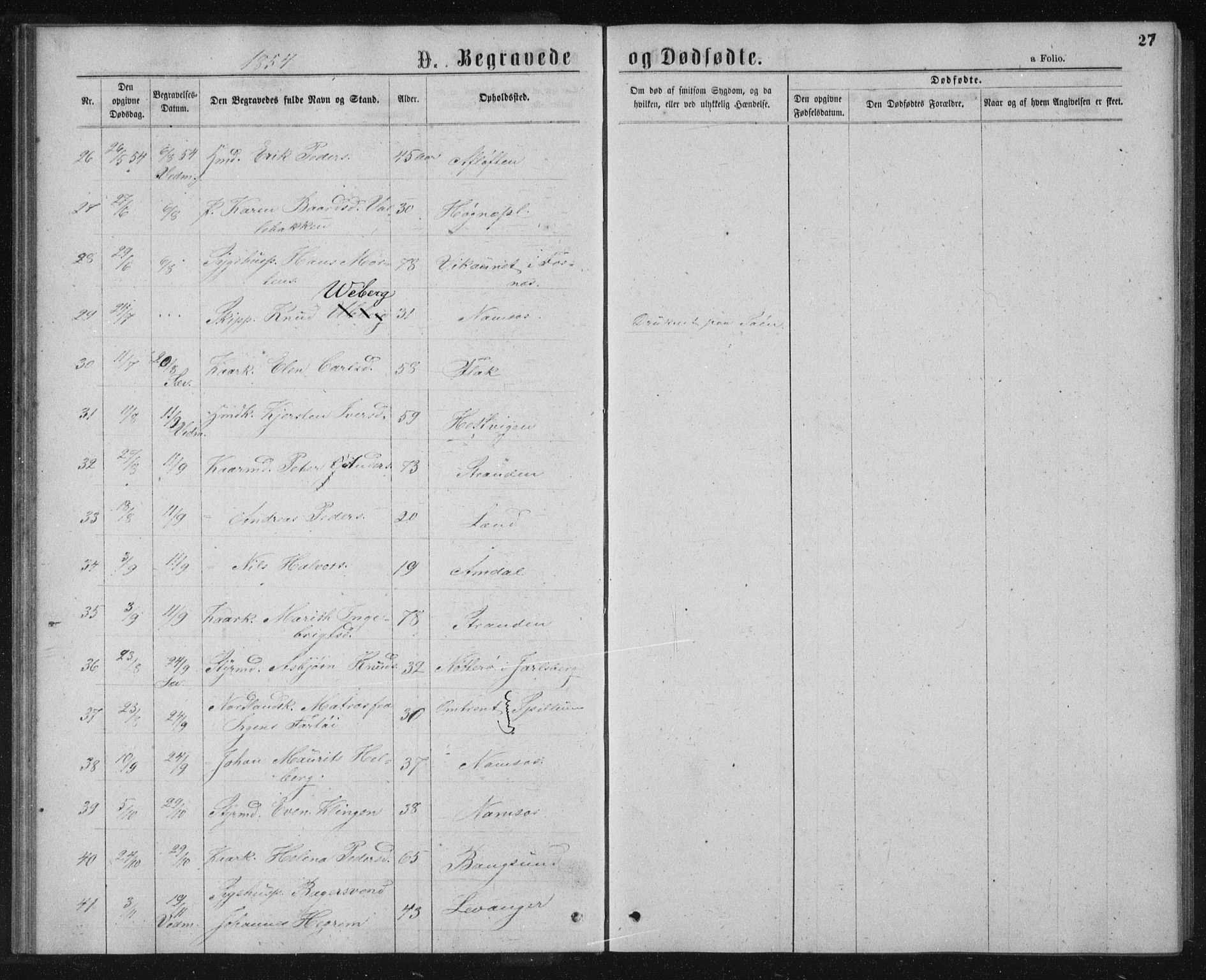 Ministerialprotokoller, klokkerbøker og fødselsregistre - Nord-Trøndelag, SAT/A-1458/768/L0569: Parish register (official) no. 768A04, 1836-1865, p. 27