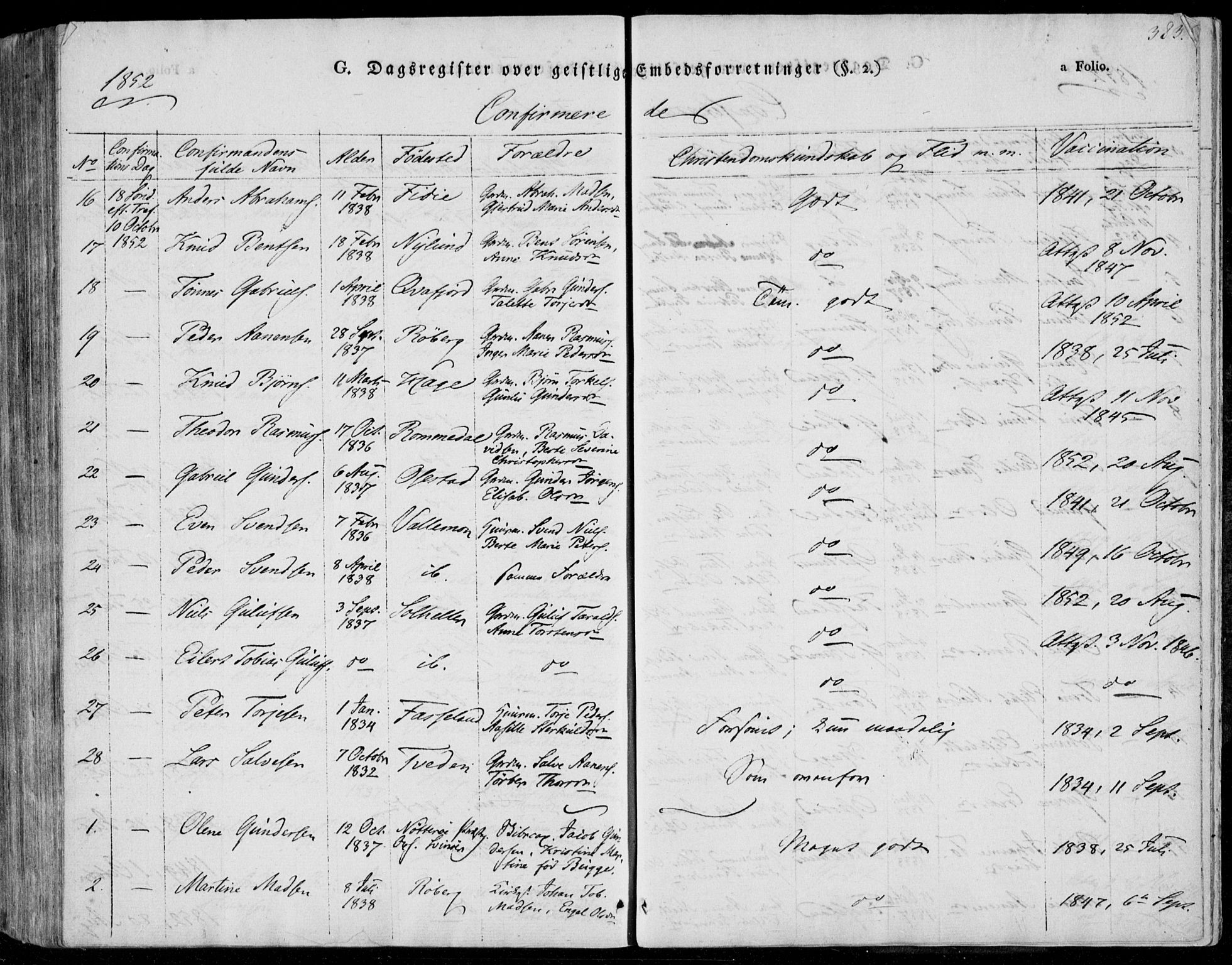 Sør-Audnedal sokneprestkontor, AV/SAK-1111-0039/F/Fa/Fab/L0006: Parish register (official) no. A 6, 1829-1855, p. 383