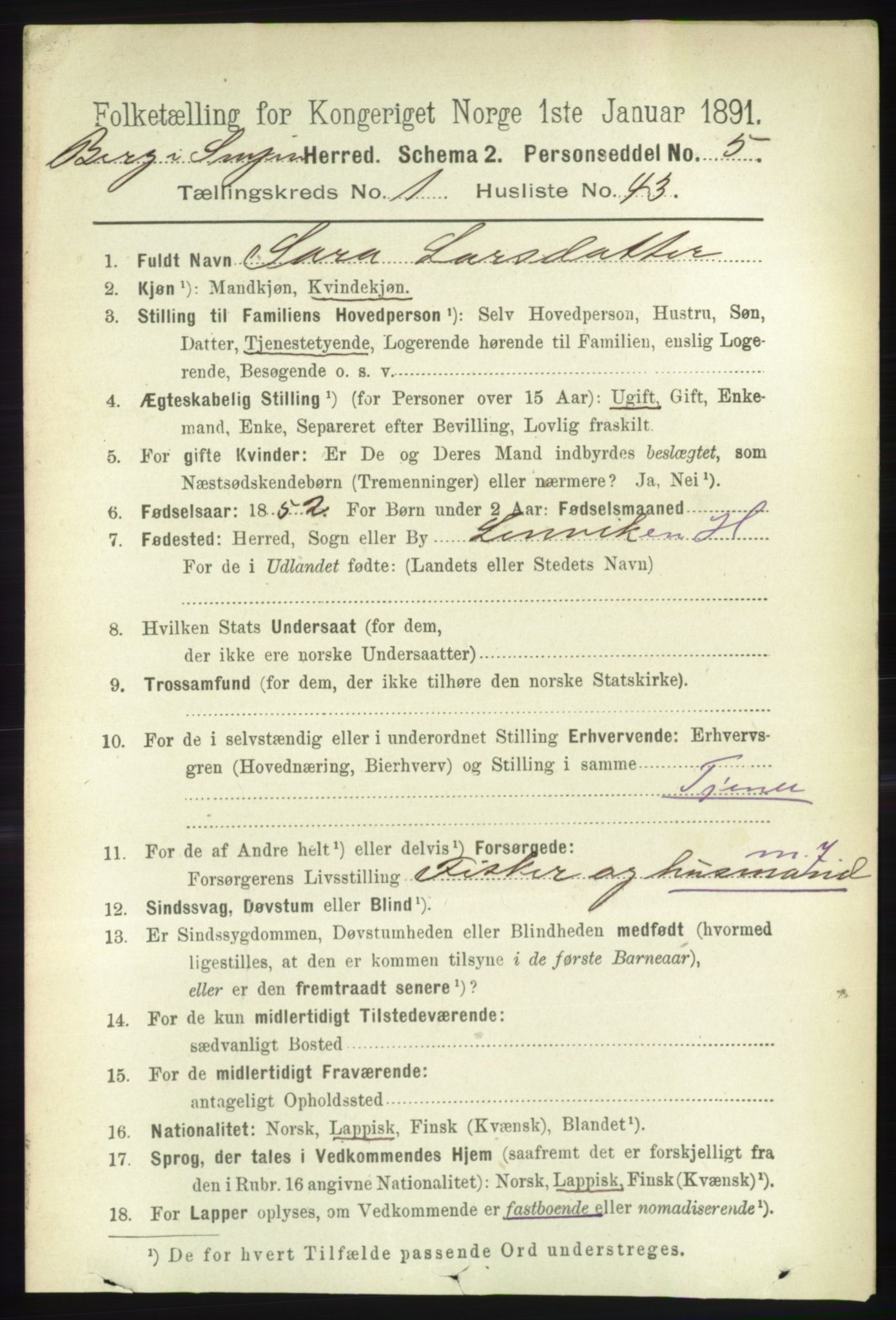 RA, 1891 census for 1929 Berg, 1891, p. 338