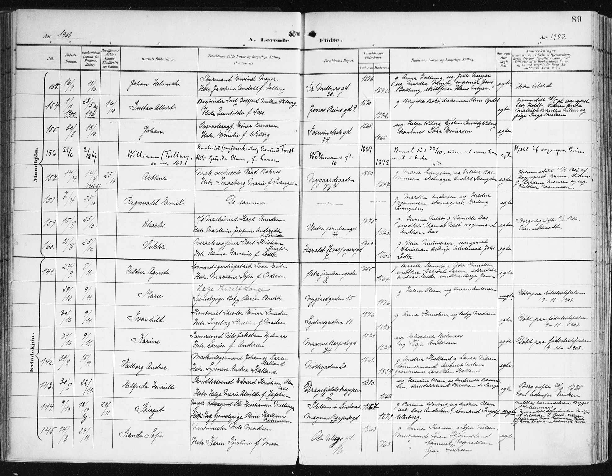 Johanneskirken sokneprestembete, AV/SAB-A-76001/H/Haa/L0002: Parish register (official) no. A 2, 1900-1912, p. 89