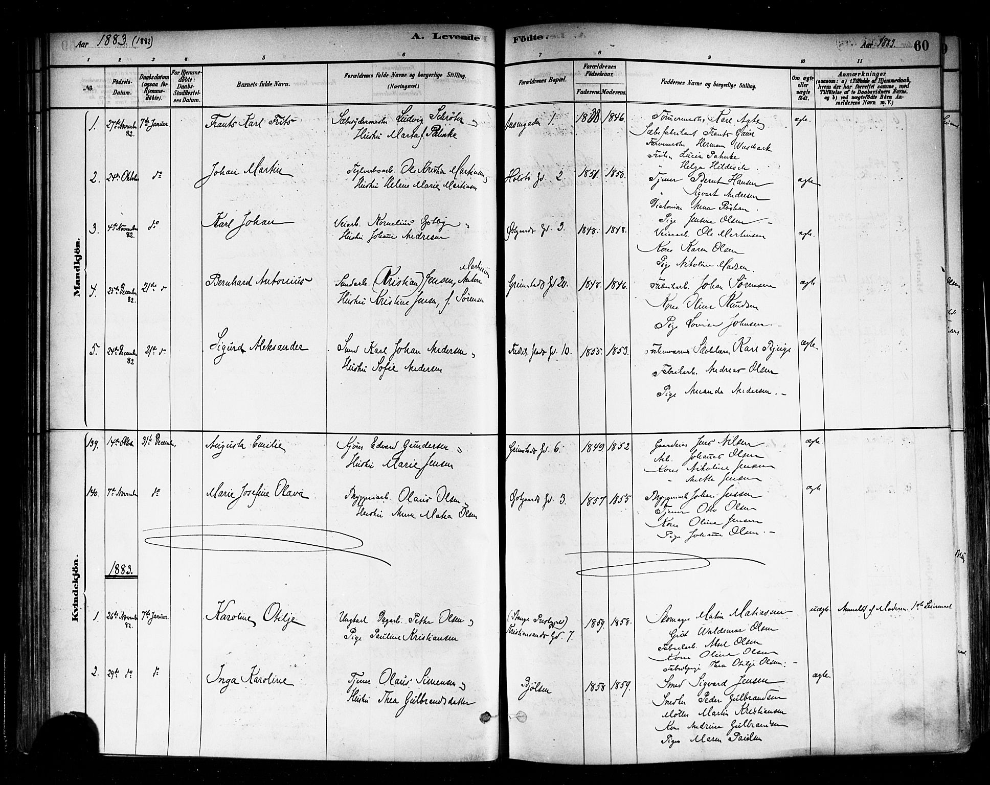 Sagene prestekontor Kirkebøker, SAO/A-10796/F/L0001: Parish register (official) no. 1, 1880-1893, p. 60