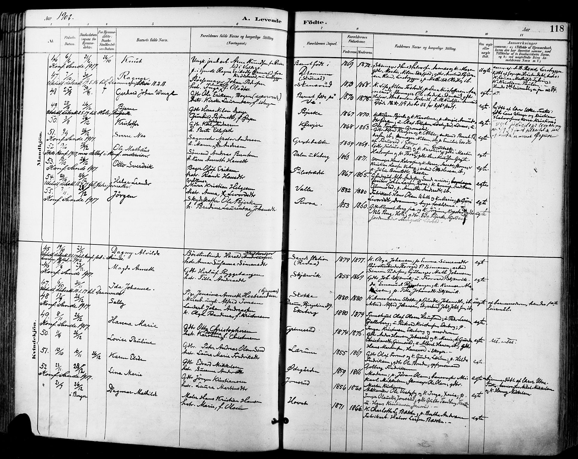 Sande Kirkebøker, AV/SAKO-A-53/F/Fa/L0007: Parish register (official) no. 7, 1888-1903, p. 118