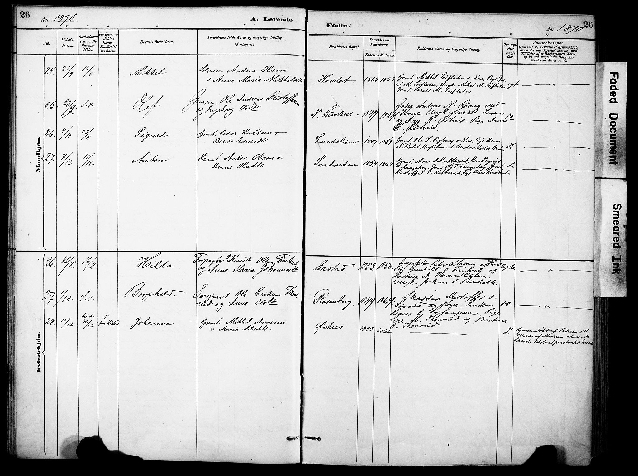 Sør-Aurdal prestekontor, AV/SAH-PREST-128/H/Ha/Haa/L0009: Parish register (official) no. 9, 1886-1906, p. 26