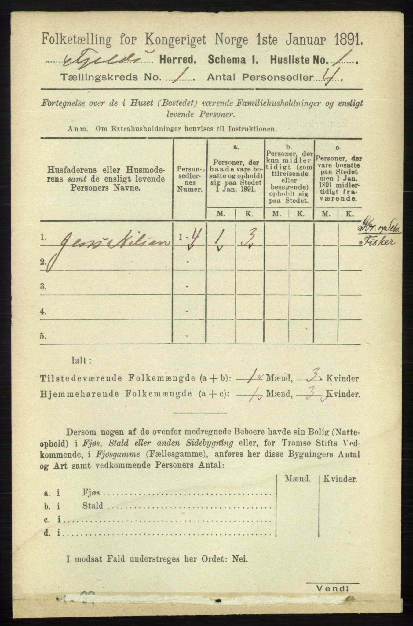 RA, 1891 census for 1246 Fjell, 1891, p. 23