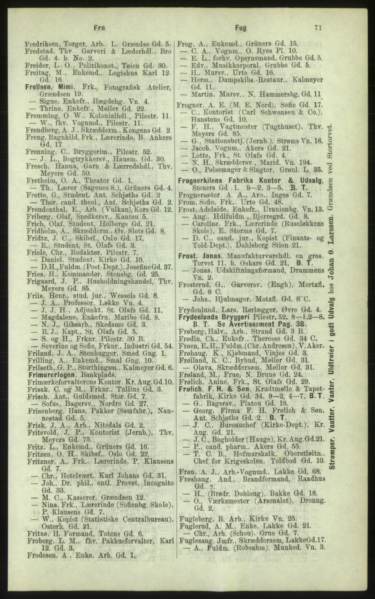 Kristiania/Oslo adressebok, PUBL/-, 1884, p. 71