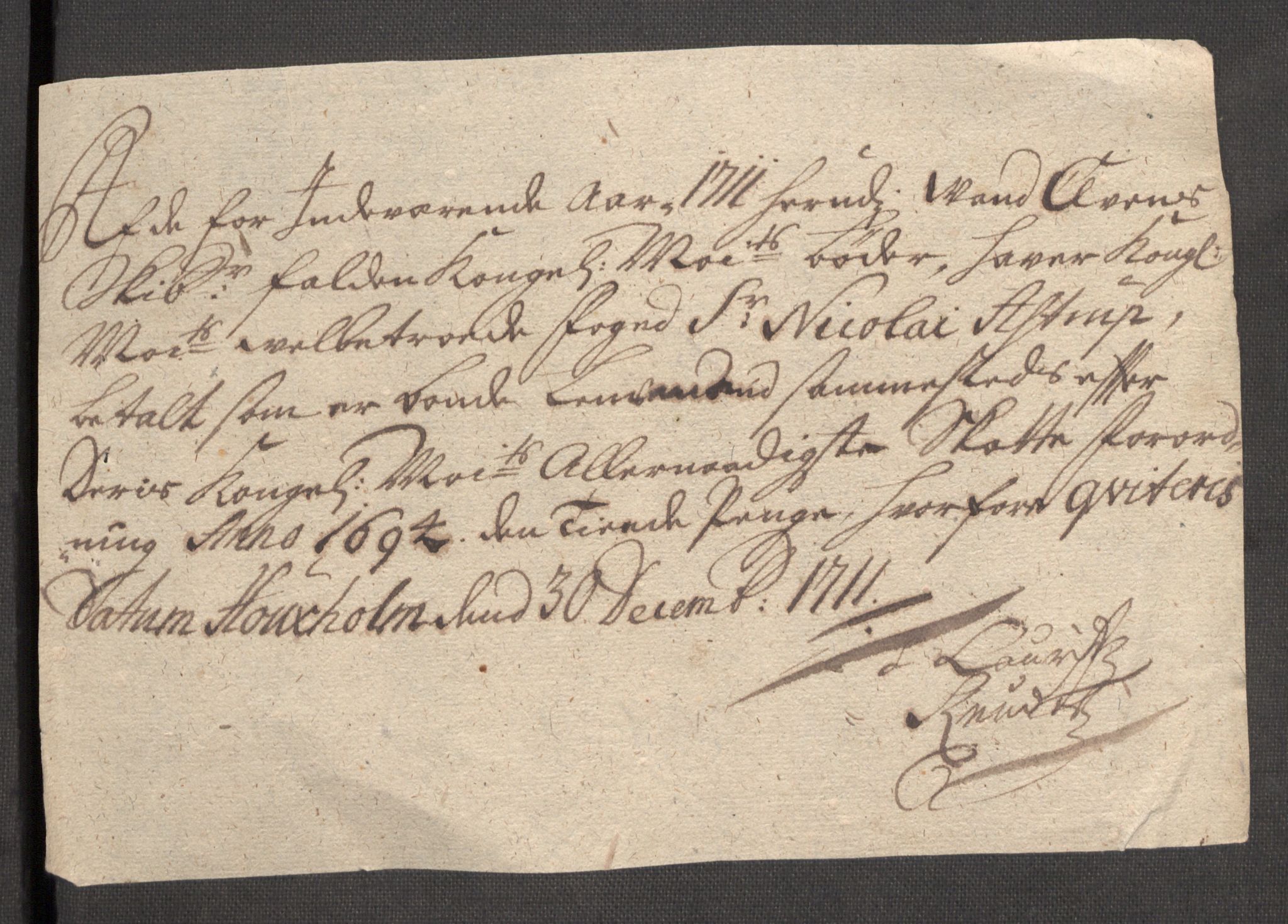 Rentekammeret inntil 1814, Reviderte regnskaper, Fogderegnskap, AV/RA-EA-4092/R54/L3564: Fogderegnskap Sunnmøre, 1711, p. 500