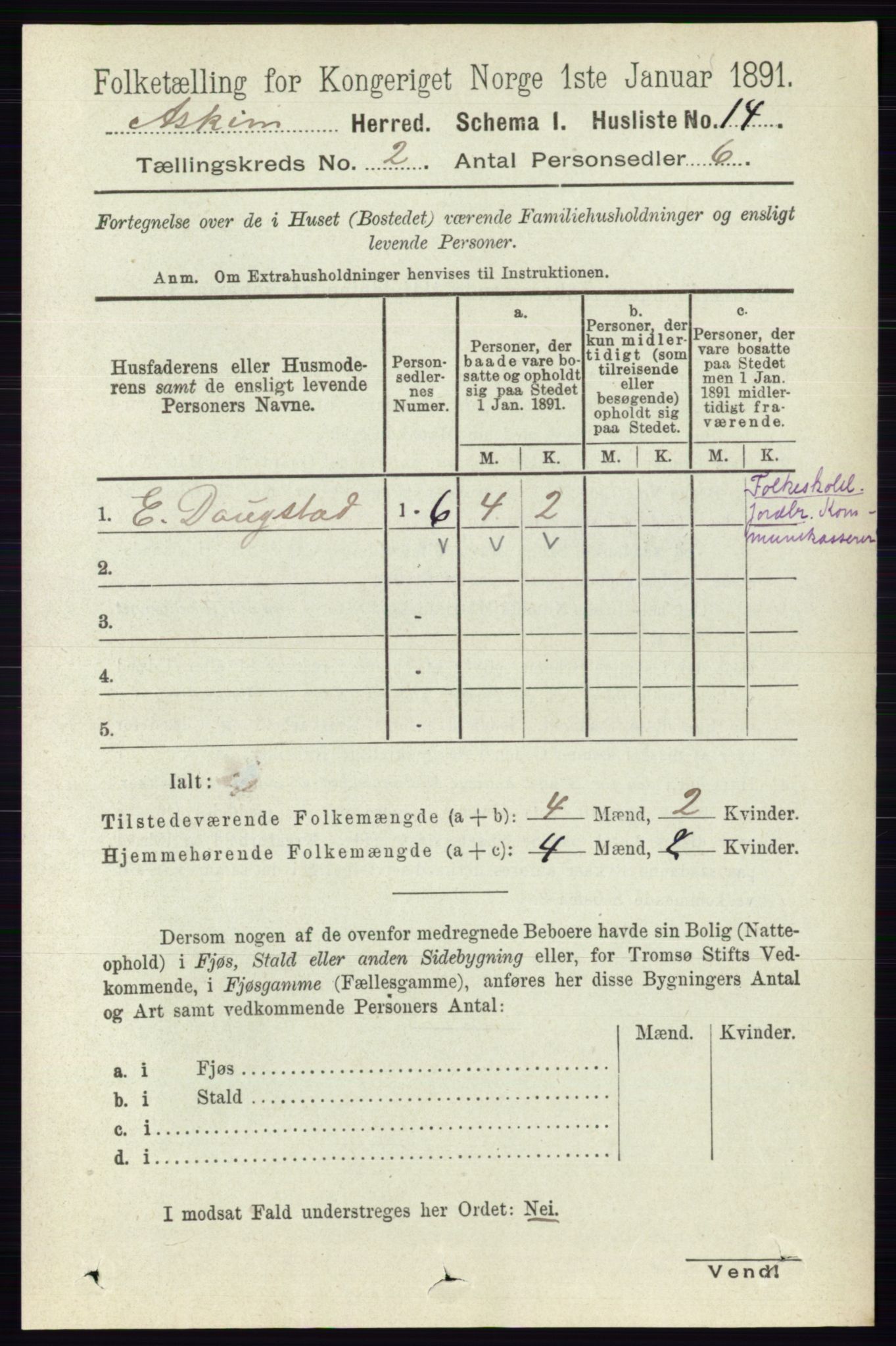 RA, 1891 census for 0124 Askim, 1891, p. 245