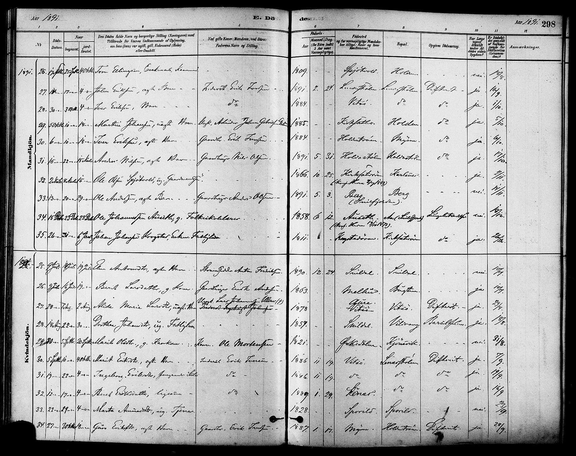 Ministerialprotokoller, klokkerbøker og fødselsregistre - Sør-Trøndelag, AV/SAT-A-1456/630/L0496: Parish register (official) no. 630A09, 1879-1895, p. 298