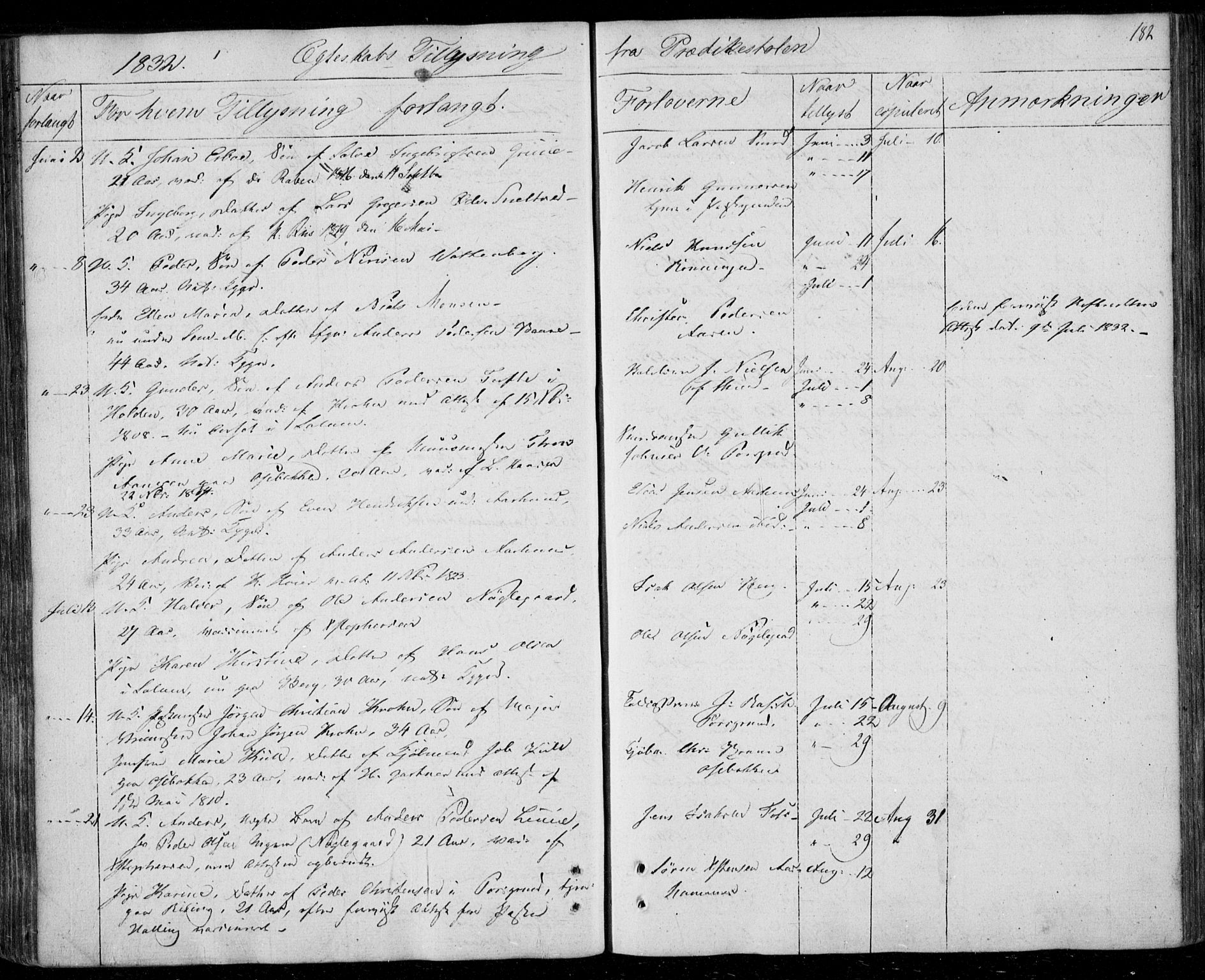 Gjerpen kirkebøker, AV/SAKO-A-265/F/Fa/L0005: Parish register (official) no. I 5, 1823-1829, p. 182