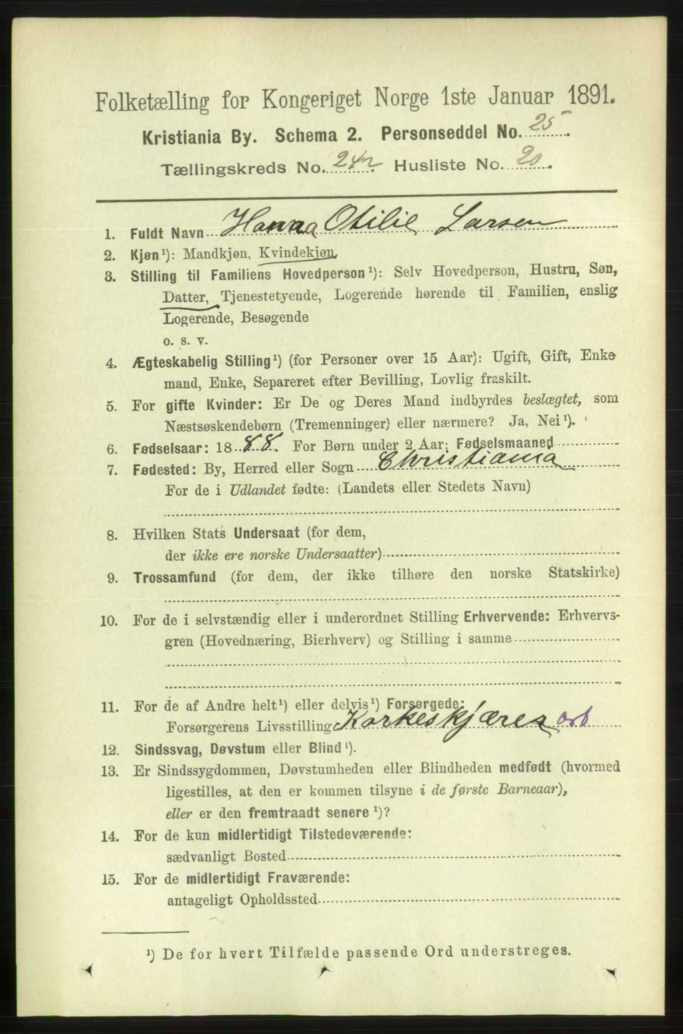 RA, 1891 census for 0301 Kristiania, 1891, p. 147458