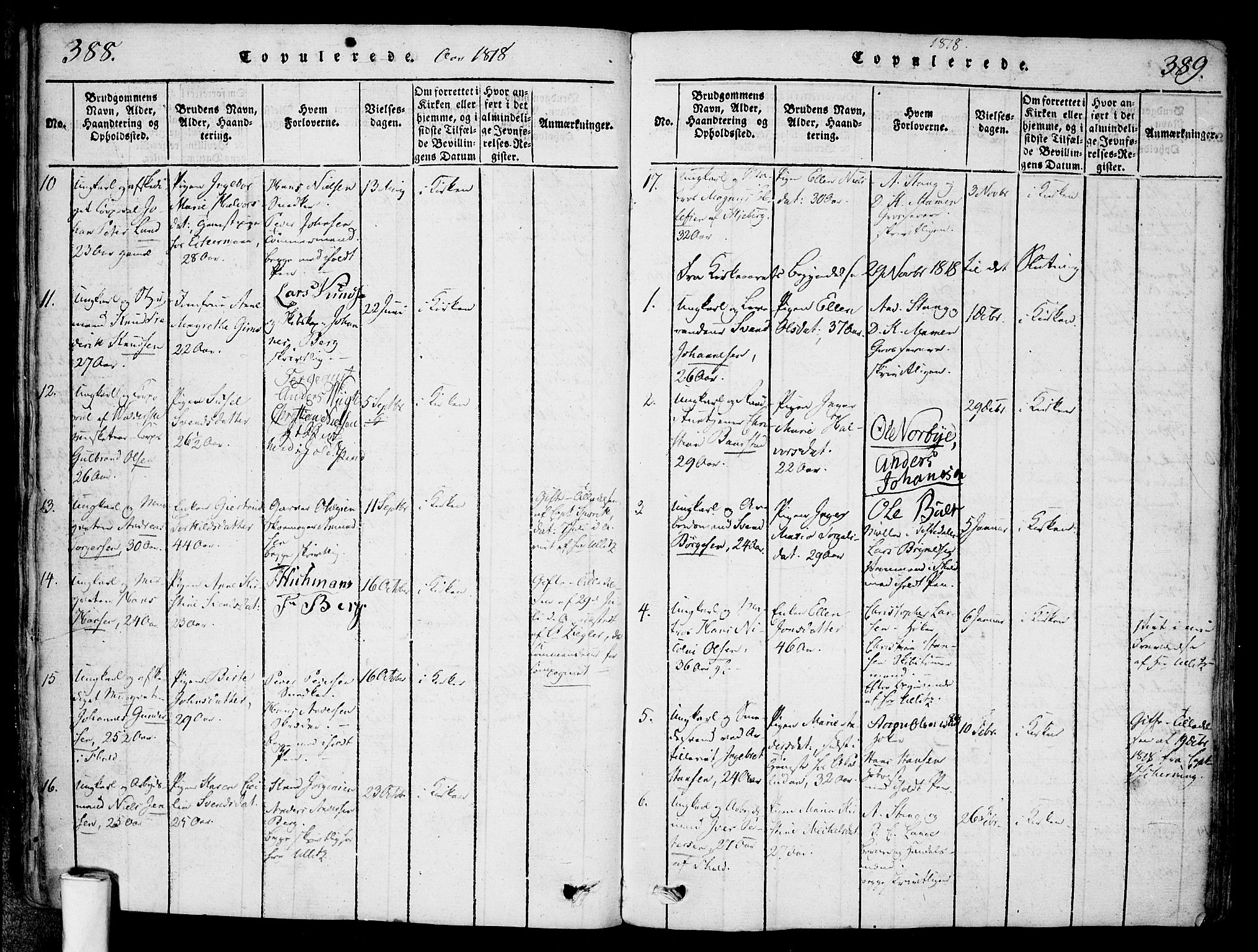 Halden prestekontor Kirkebøker, SAO/A-10909/F/Fa/L0003: Parish register (official) no. I 3, 1815-1834, p. 388-389