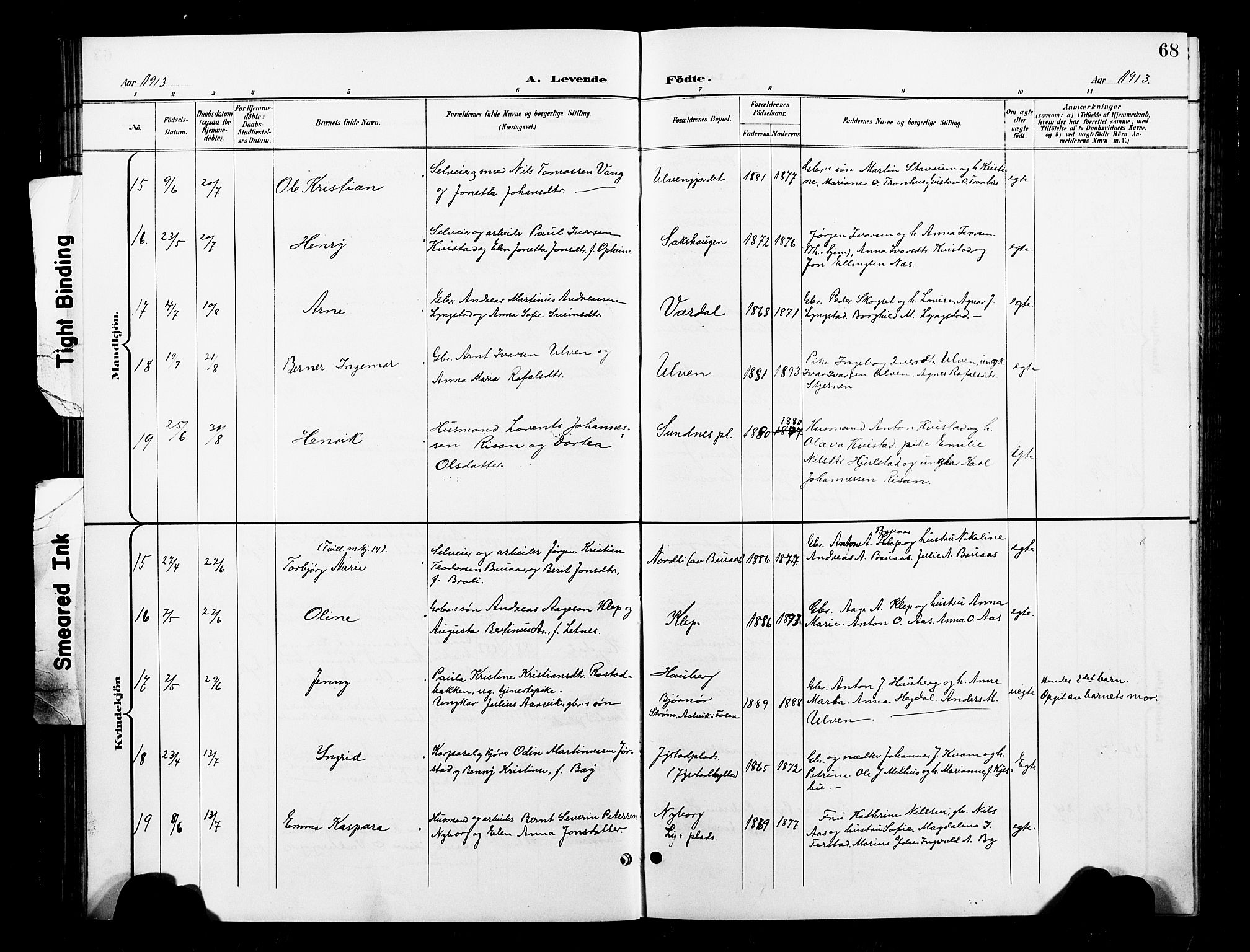 Ministerialprotokoller, klokkerbøker og fødselsregistre - Nord-Trøndelag, AV/SAT-A-1458/730/L0302: Parish register (copy) no. 730C05, 1898-1924, p. 68