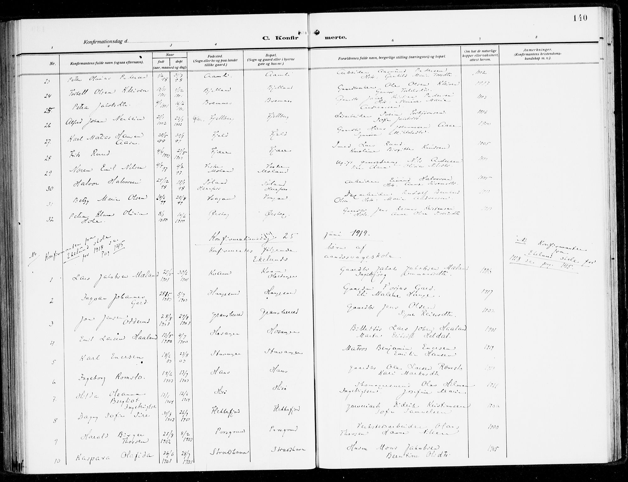Fana Sokneprestembete, SAB/A-75101/H/Haa/Haai/L0004: Parish register (official) no. I 4, 1912-1933, p. 140