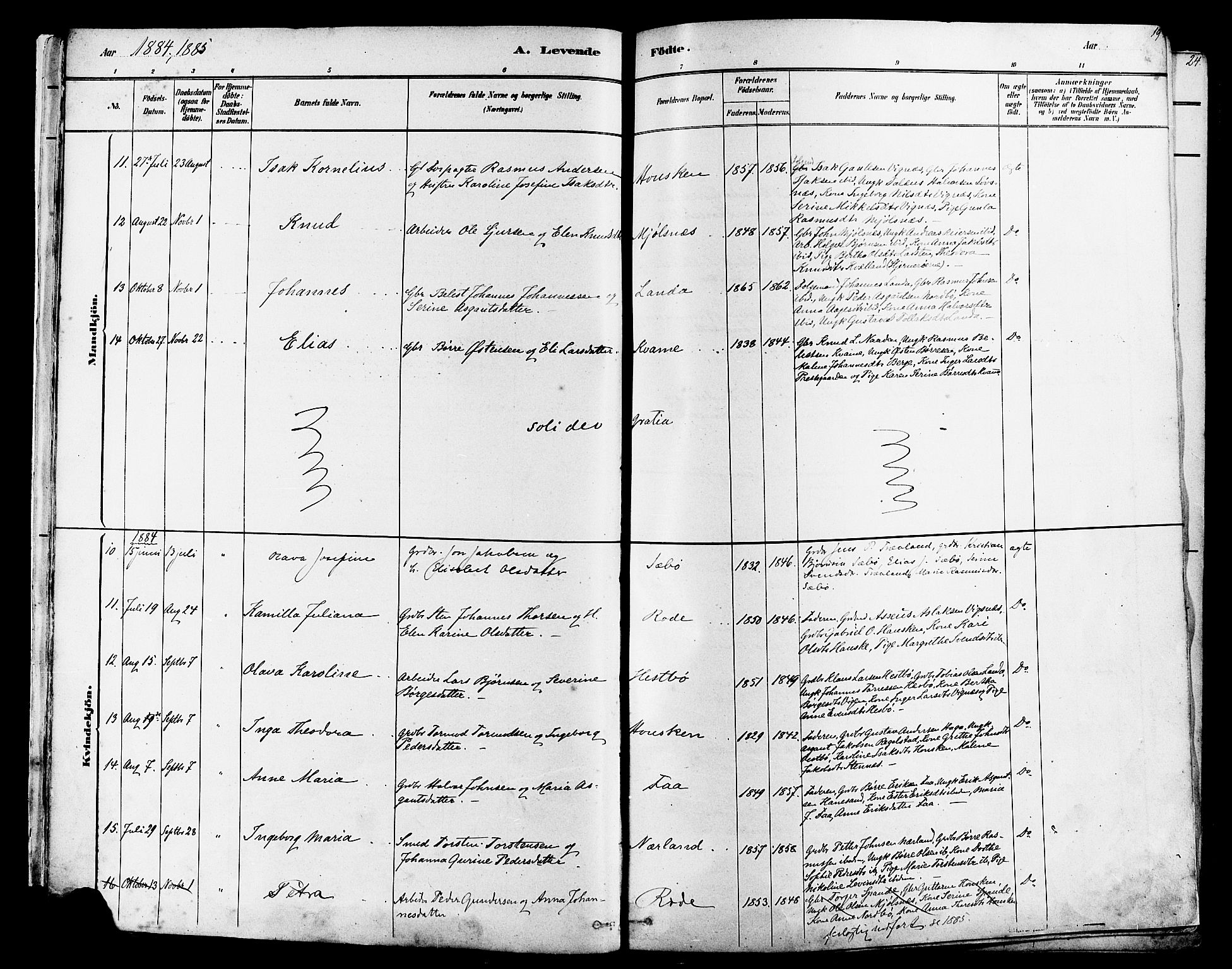 Finnøy sokneprestkontor, AV/SAST-A-101825/H/Ha/Haa/L0010: Parish register (official) no. A 10, 1879-1890, p. 19