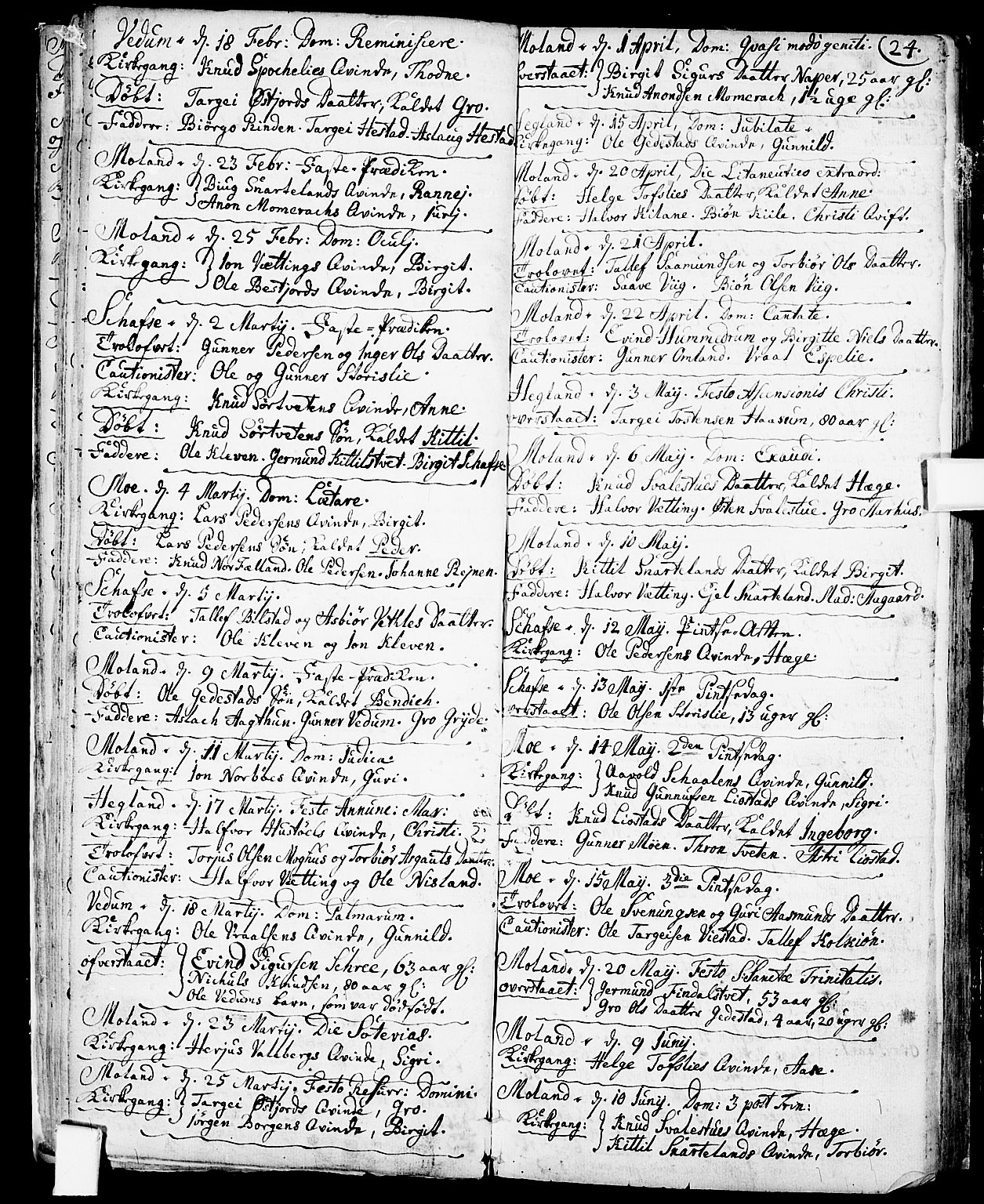 Fyresdal kirkebøker, SAKO/A-263/F/Fa/L0001: Parish register (official) no. I 1, 1724-1748, p. 24
