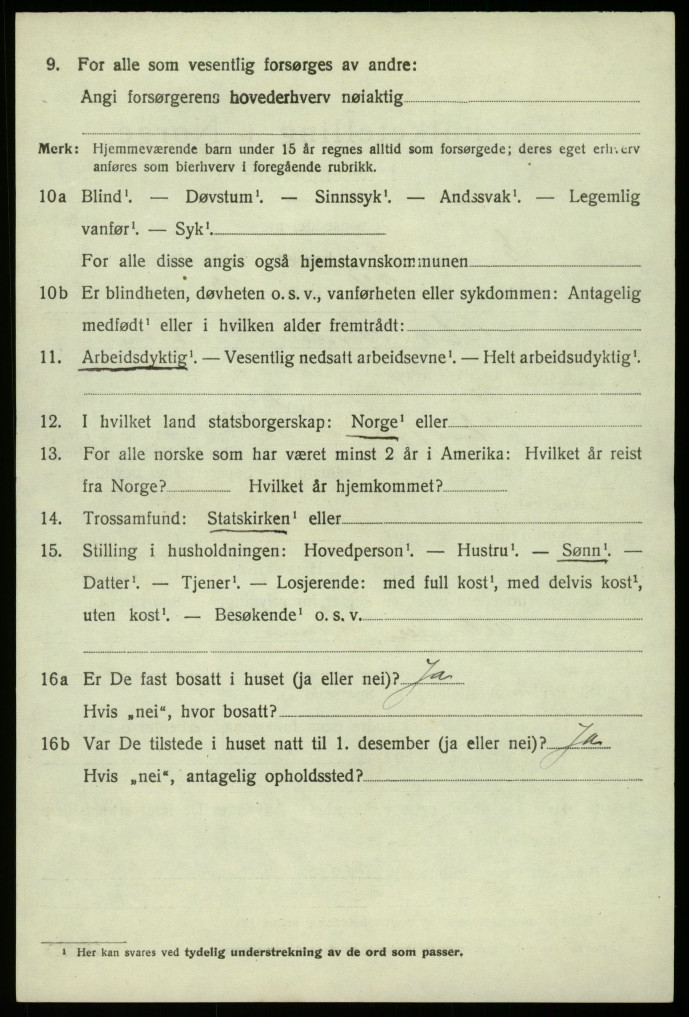 SAB, 1920 census for Eidfjord, 1920, p. 987