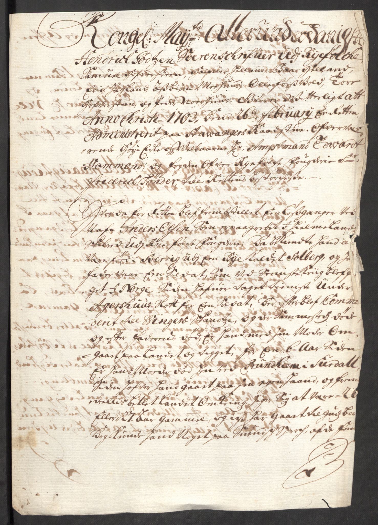 Rentekammeret inntil 1814, Reviderte regnskaper, Fogderegnskap, AV/RA-EA-4092/R47/L2860: Fogderegnskap Ryfylke, 1703-1705, p. 105