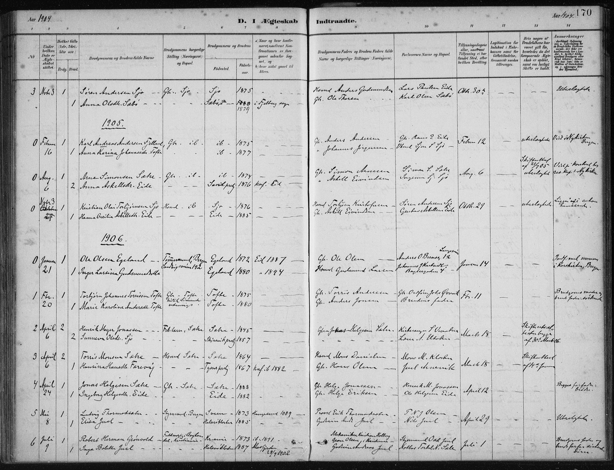 Fjelberg sokneprestembete, SAB/A-75201/H/Haa: Parish register (official) no. C  1, 1879-1918, p. 170