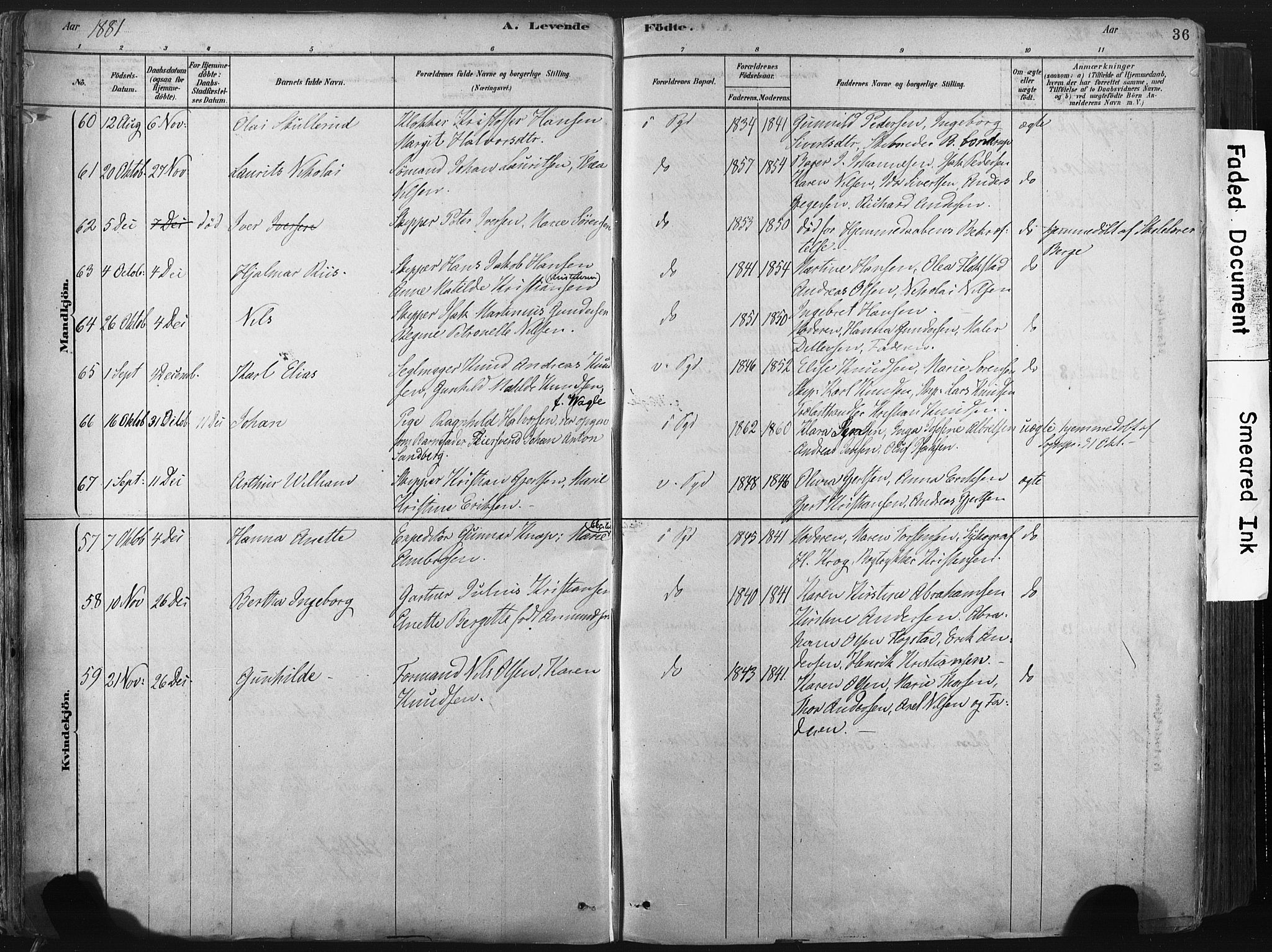 Porsgrunn kirkebøker , SAKO/A-104/F/Fa/L0008: Parish register (official) no. 8, 1878-1895, p. 36