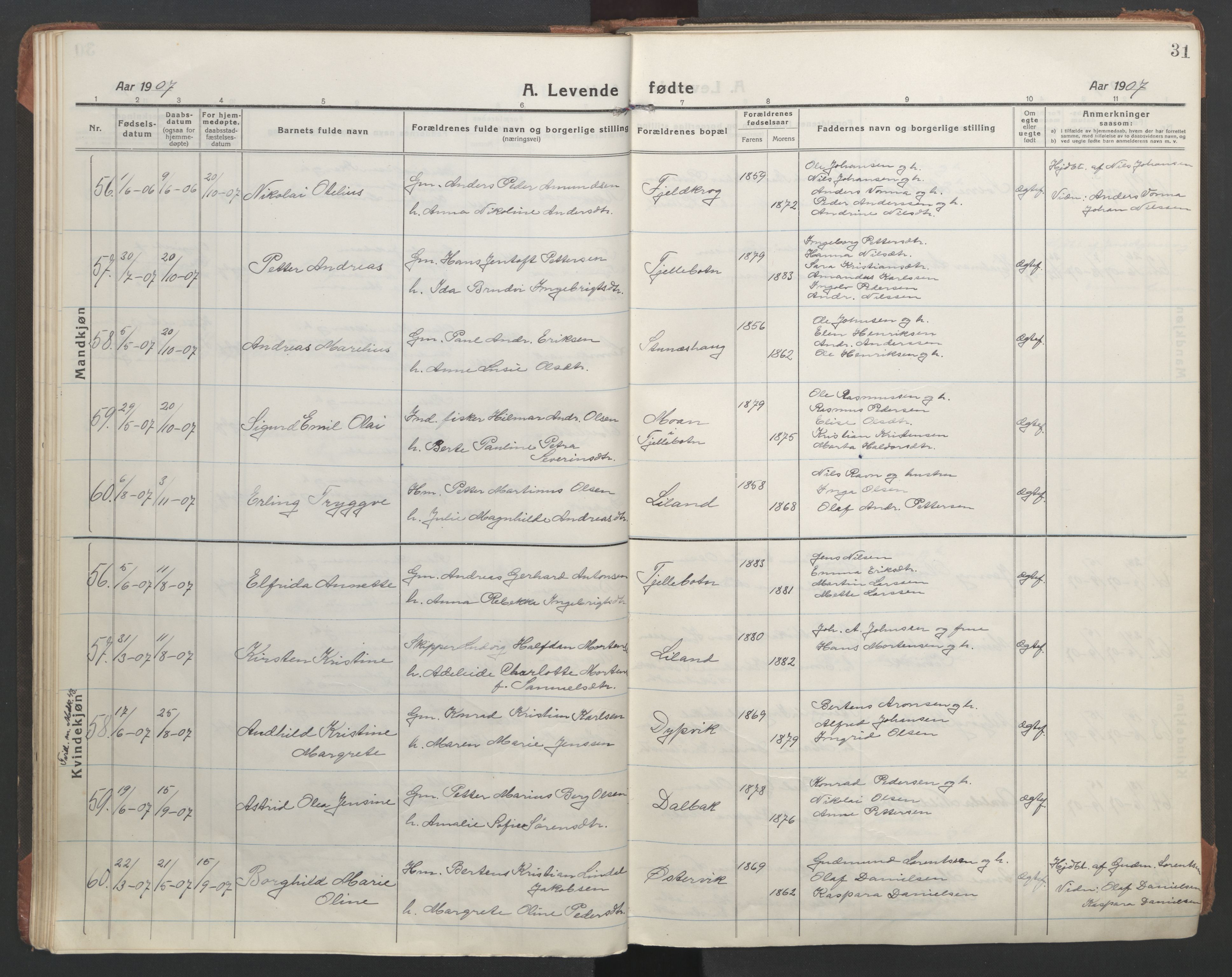 Ministerialprotokoller, klokkerbøker og fødselsregistre - Nordland, AV/SAT-A-1459/863/L0900: Parish register (official) no. 863A12, 1906-1915, p. 31