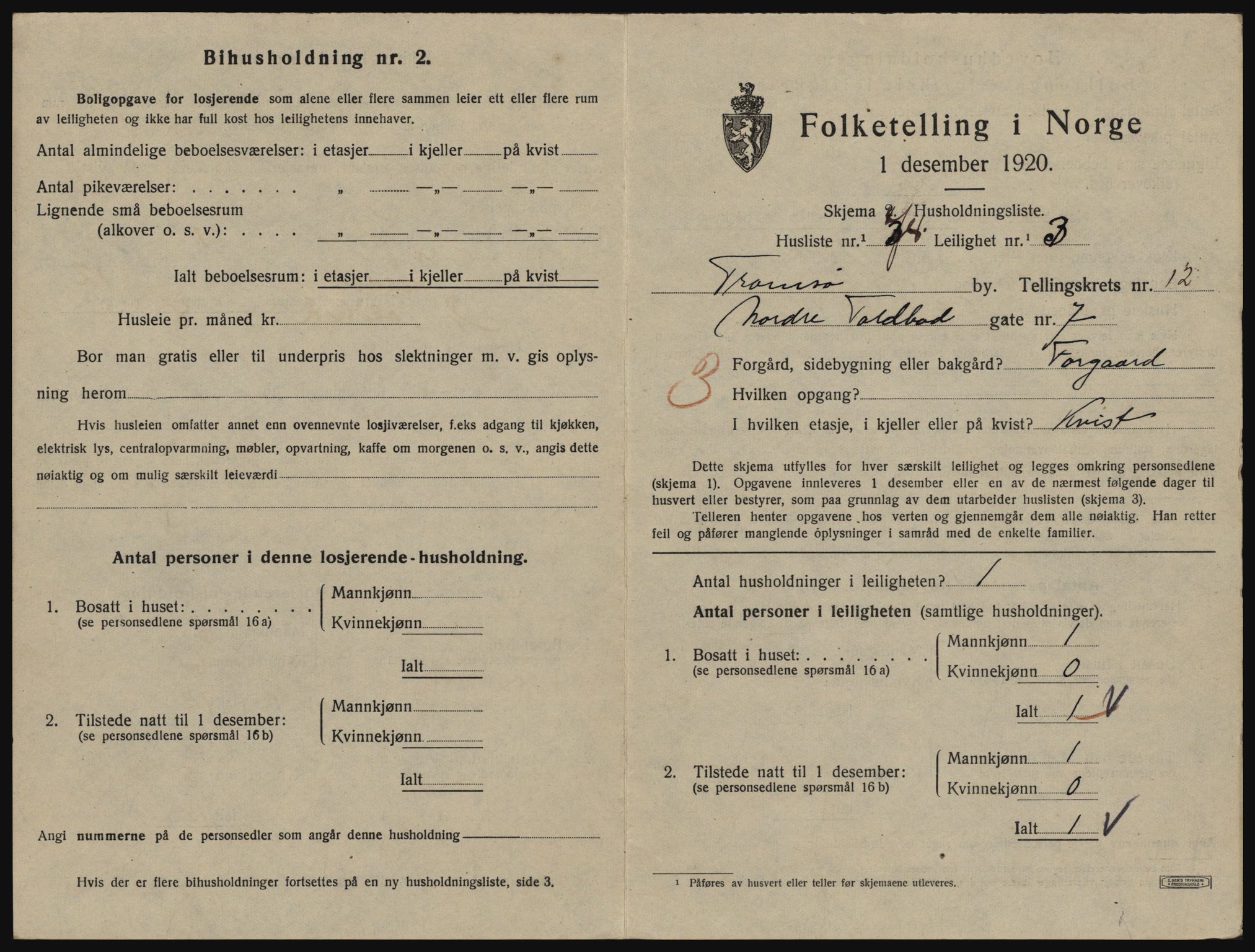 SATØ, 1920 census for Tromsø, 1920, p. 6167