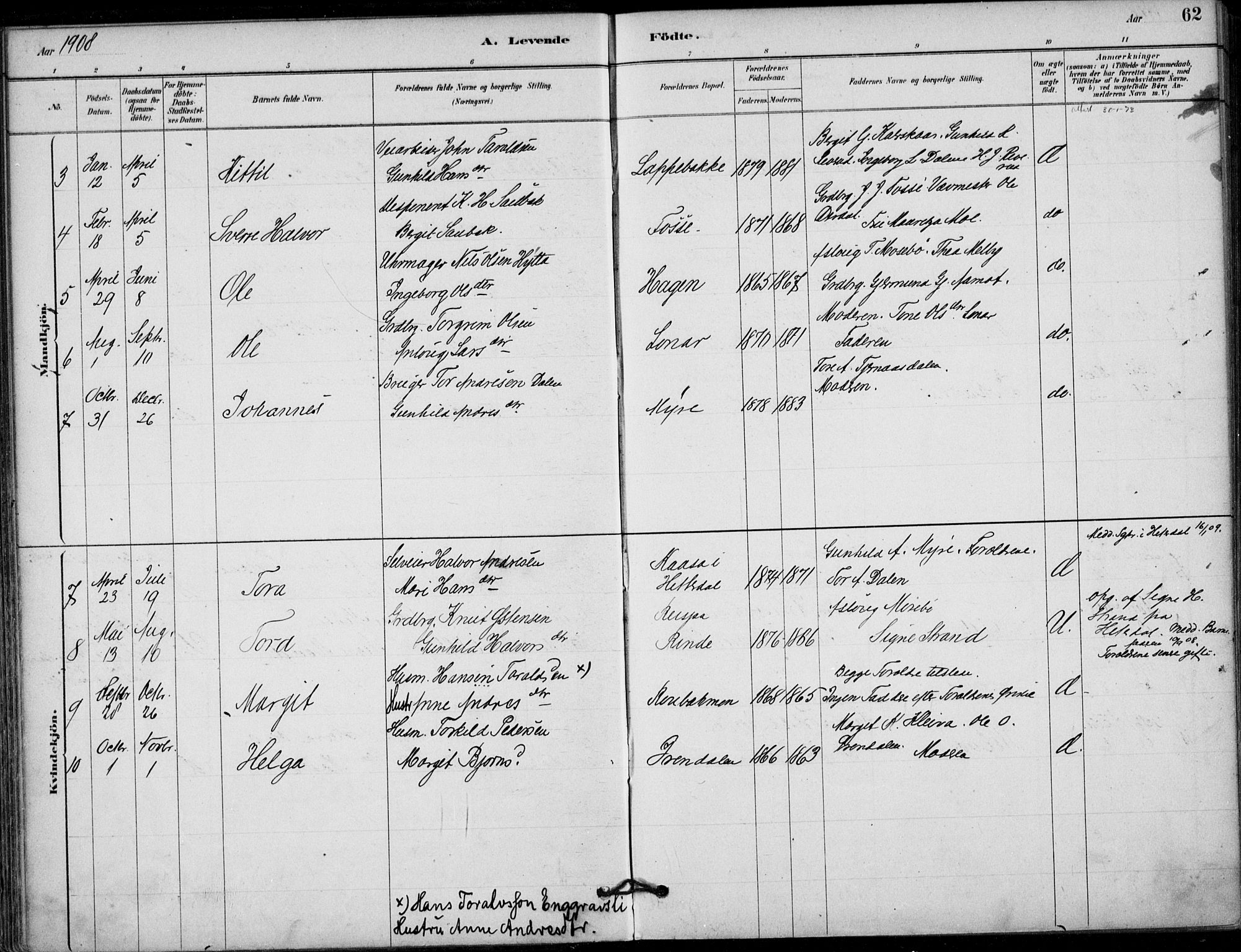 Hjartdal kirkebøker, SAKO/A-270/F/Fb/L0002: Parish register (official) no. II 2, 1880-1932, p. 62