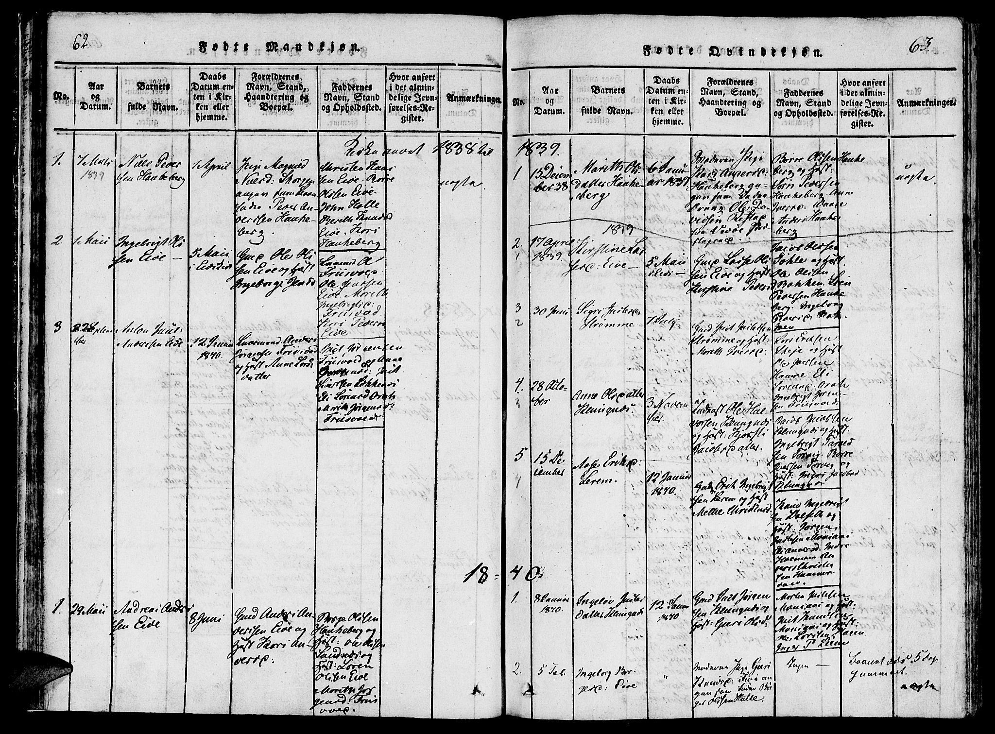 Ministerialprotokoller, klokkerbøker og fødselsregistre - Møre og Romsdal, SAT/A-1454/542/L0551: Parish register (official) no. 542A01, 1818-1853, p. 62-63