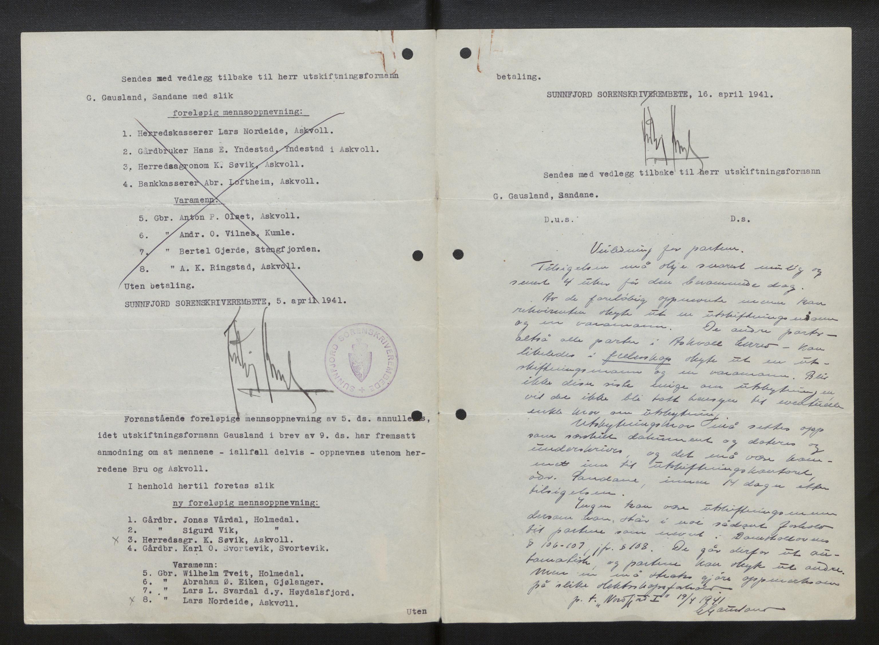 Sogn og Fjordane jordskiftedøme - III Sunnfjord jordskiftedistrikt, AV/SAB-A-6201/B/Bb/L0002: Askvoll gnr. 7-11, 1939-1952, p. 131