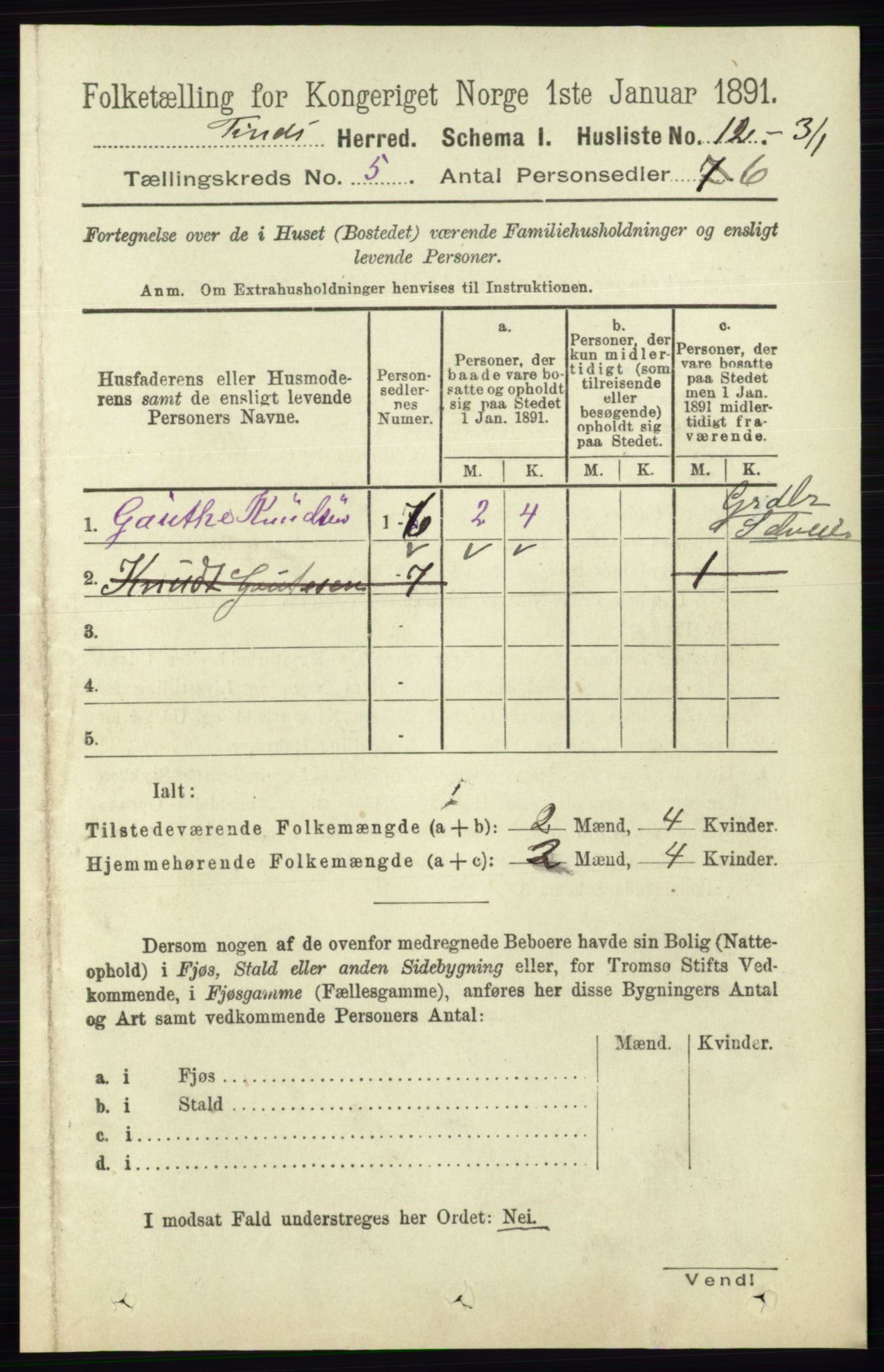 RA, 1891 census for 0826 Tinn, 1891, p. 986