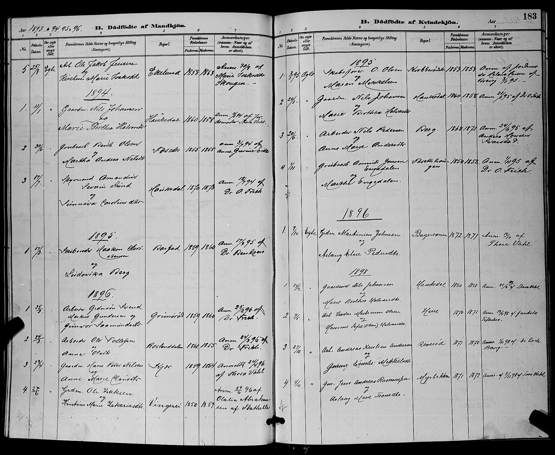 Bamble kirkebøker, SAKO/A-253/G/Ga/L0009: Parish register (copy) no. I 9, 1888-1900, p. 183