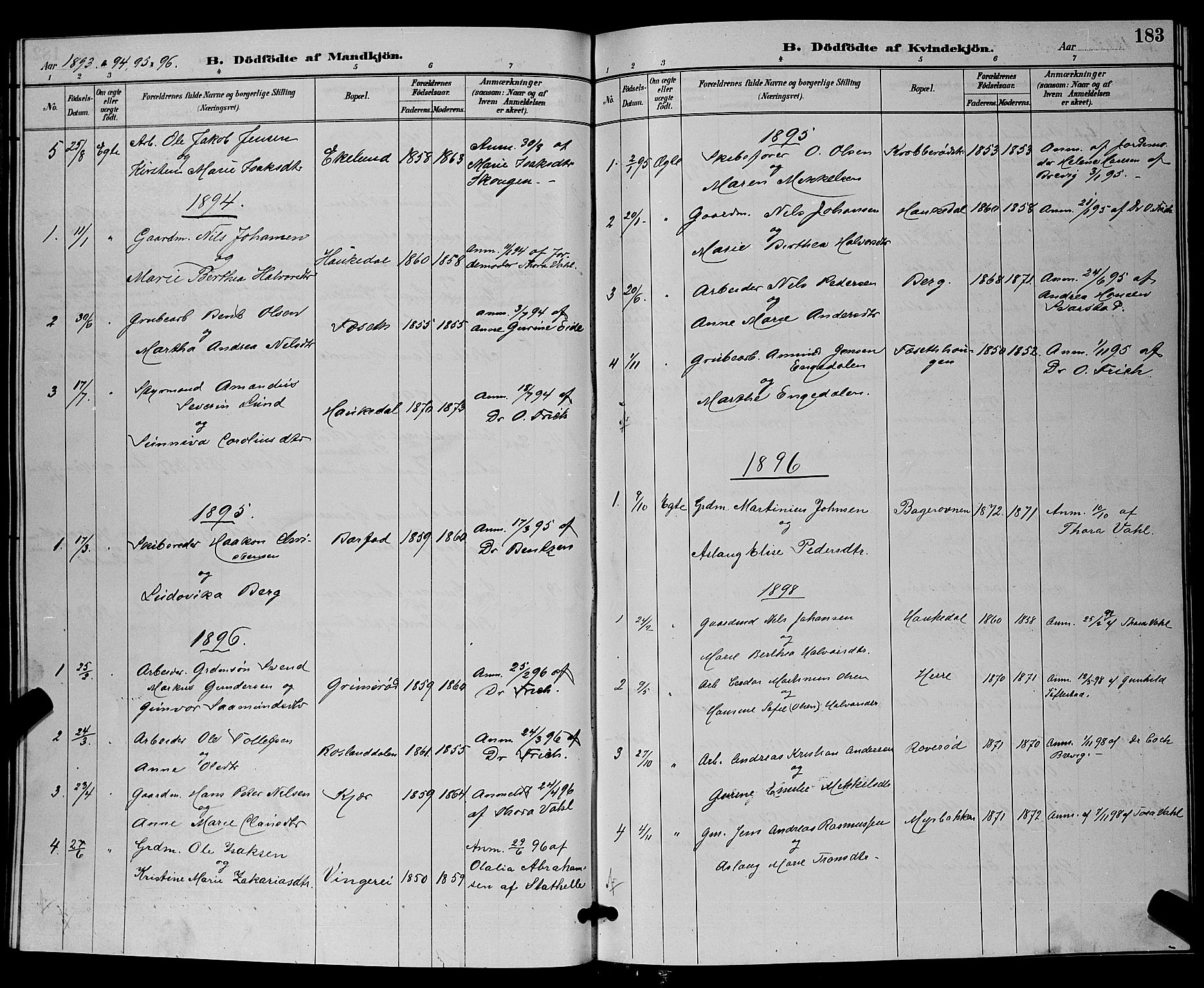 Bamble kirkebøker, AV/SAKO-A-253/G/Ga/L0009: Parish register (copy) no. I 9, 1888-1900, p. 183