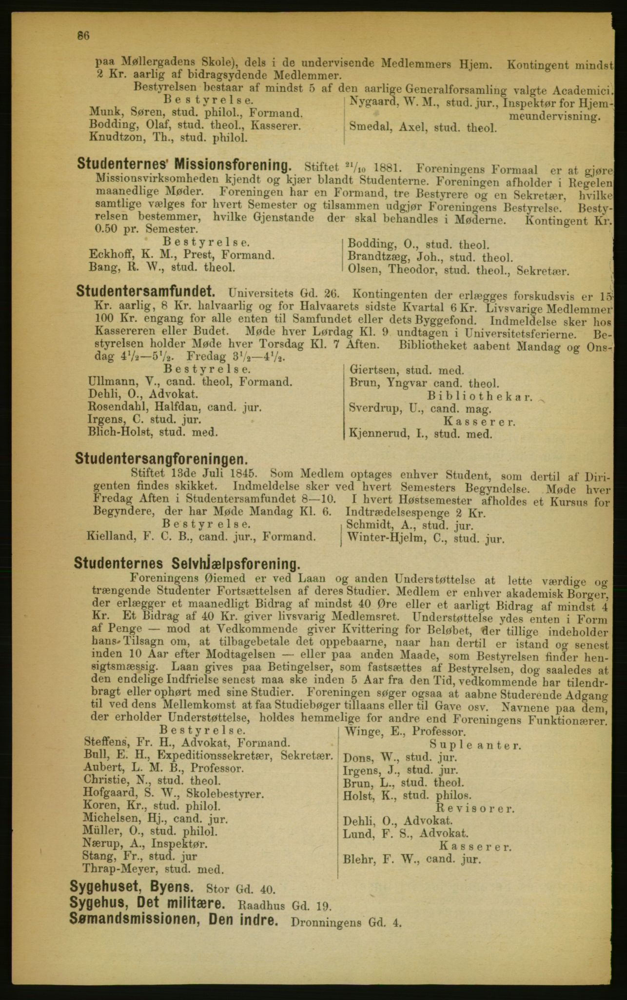 Kristiania/Oslo adressebok, PUBL/-, 1889, p. 86