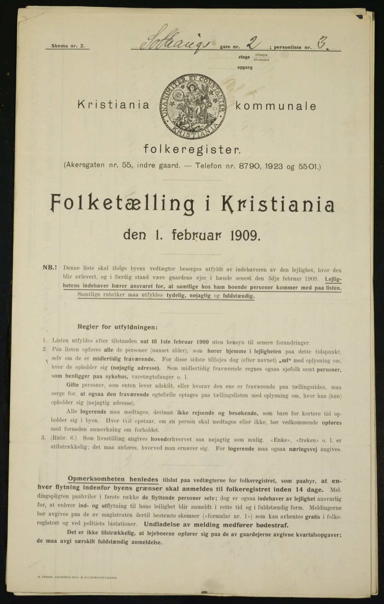 OBA, Municipal Census 1909 for Kristiania, 1909, p. 90129