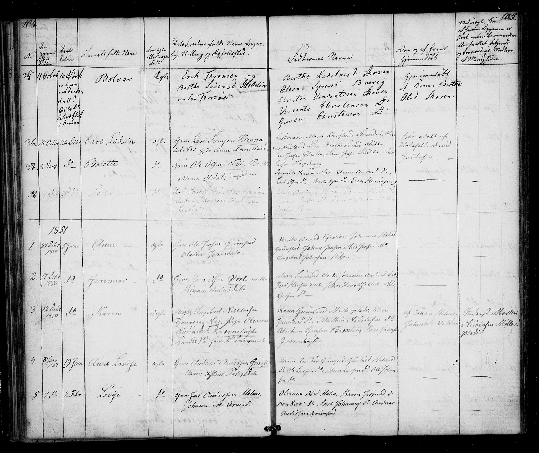 Borge prestekontor Kirkebøker, AV/SAO-A-10903/F/Fb/L0001: Parish register (official) no. II 1, 1836-1852, p. 104-105