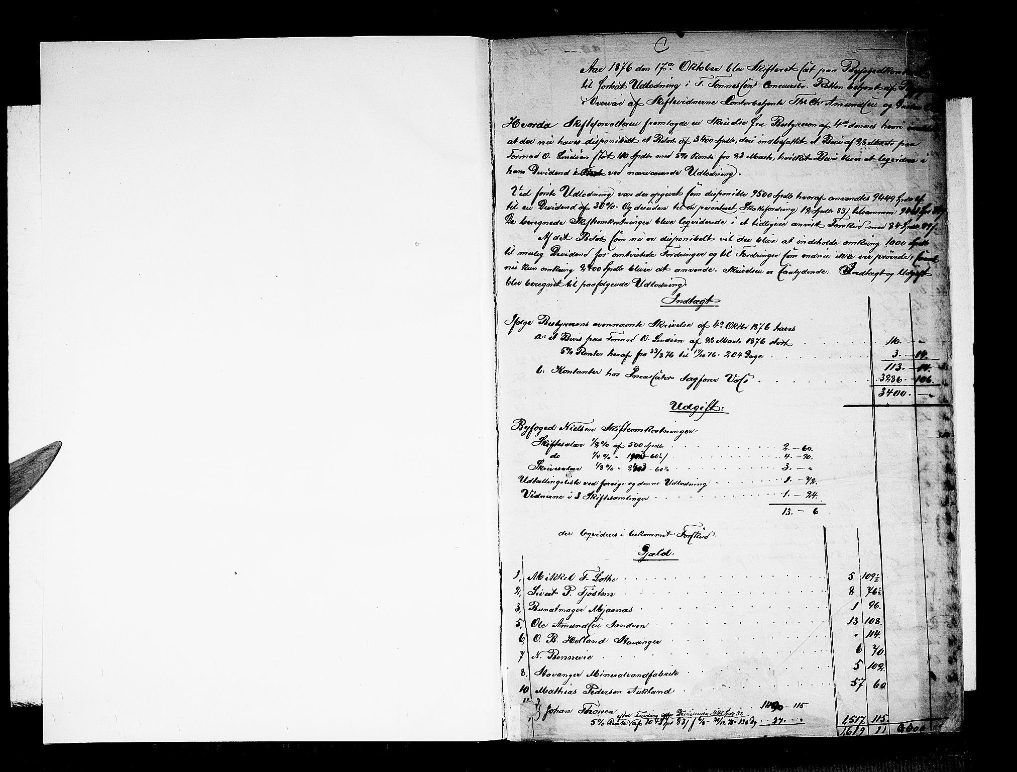 Haugesund tingrett, AV/SAST-A-101415/01/IV/IVA/L0003: Skifteprotokoll med register, 1876-1883, p. 0b-1a