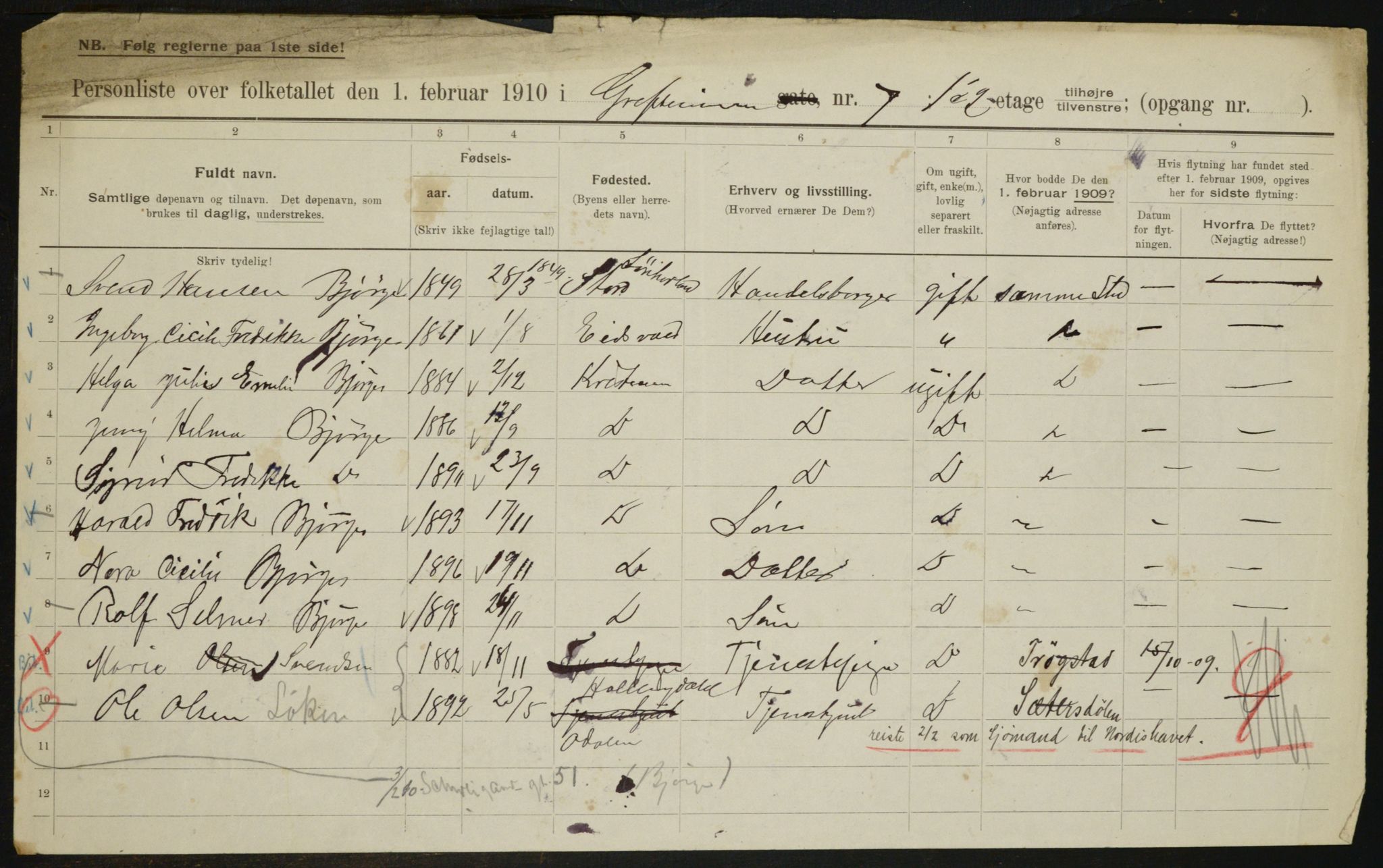 OBA, Municipal Census 1910 for Kristiania, 1910, p. 28063