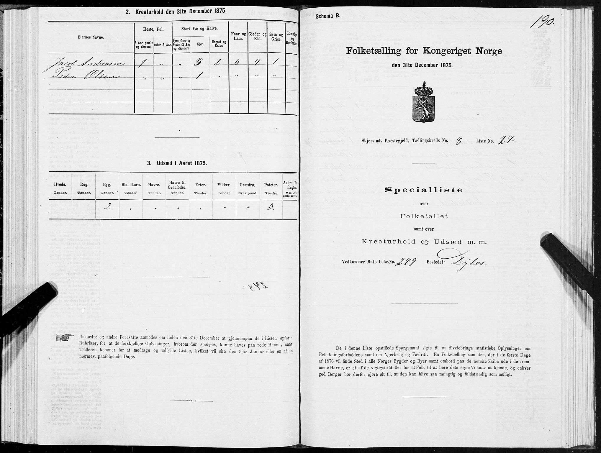 SAT, 1875 census for 1842P Skjerstad, 1875, p. 4190