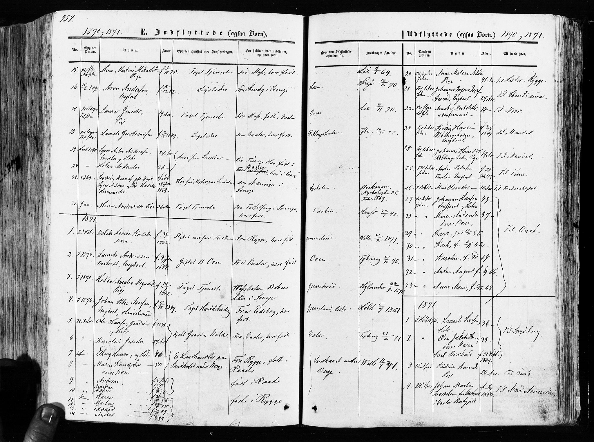 Råde prestekontor kirkebøker, AV/SAO-A-2009/F/Fa/L0006: Parish register (official) no. 6, 1854-1877, p. 454